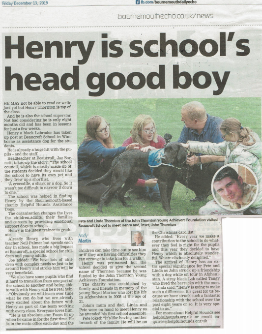 Henry is school's head good boy