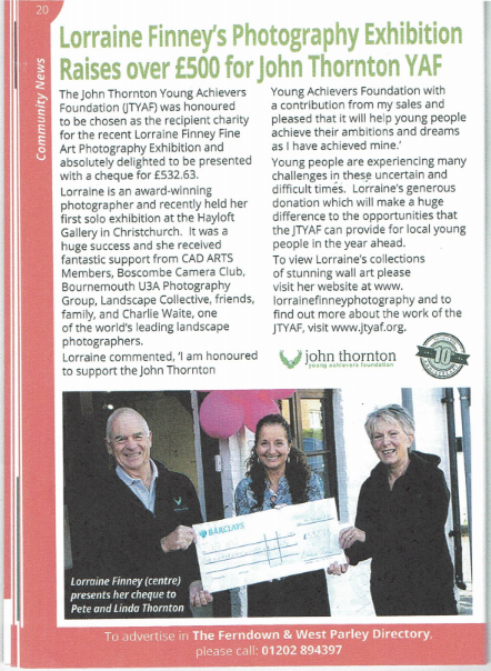 Lorraine Finney's Photography Exhibition Raises over £500 for JTYAF