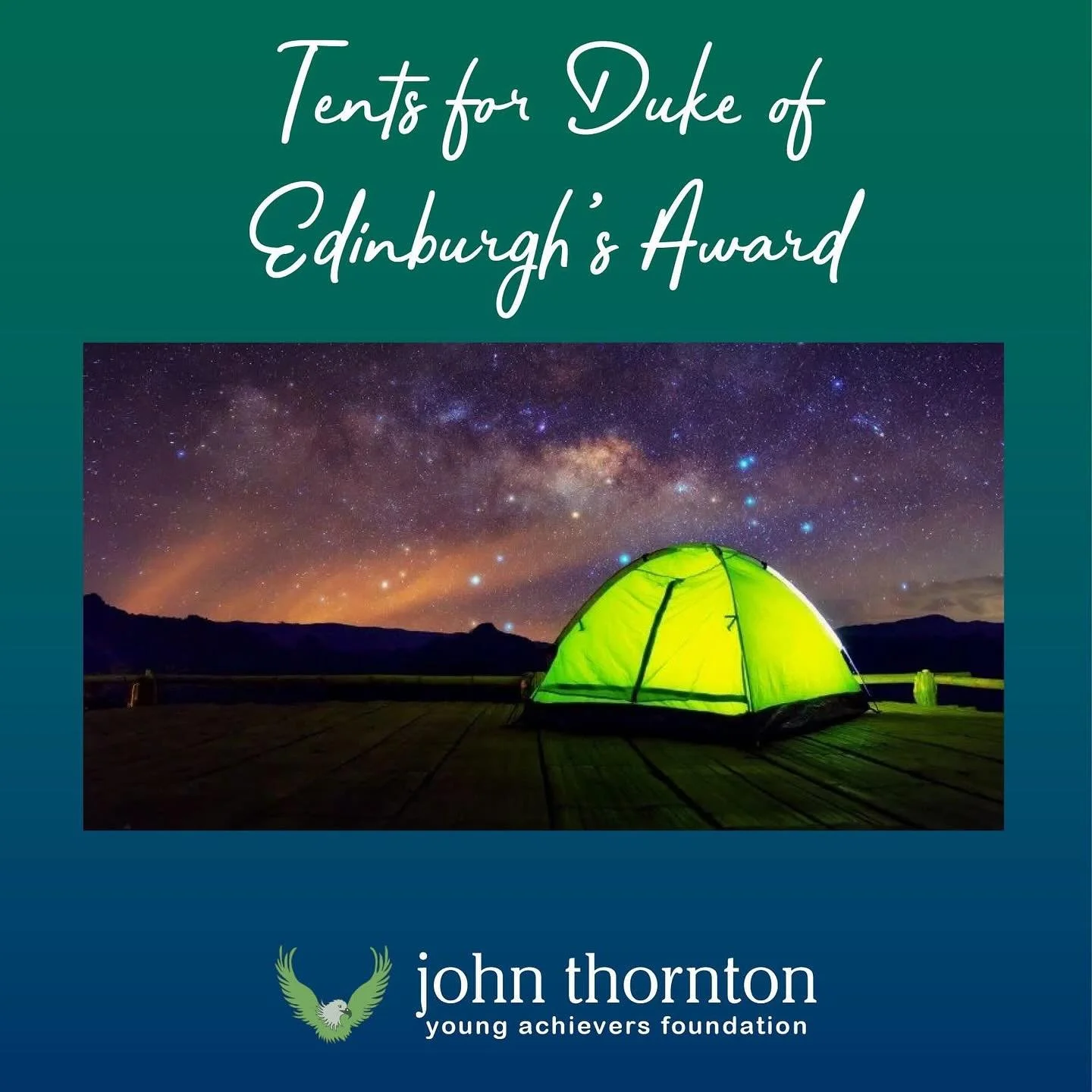 The John Thornton Young Achievers Foundation has supported the Cornerstone Academy with funding for the purchase of three 3-man tents for their D of E adventures ⛺ 🥾 

https://www.jtyaf.org/blog/tents-for-duke-of-edinburghs-award-expeditions 

#DofE