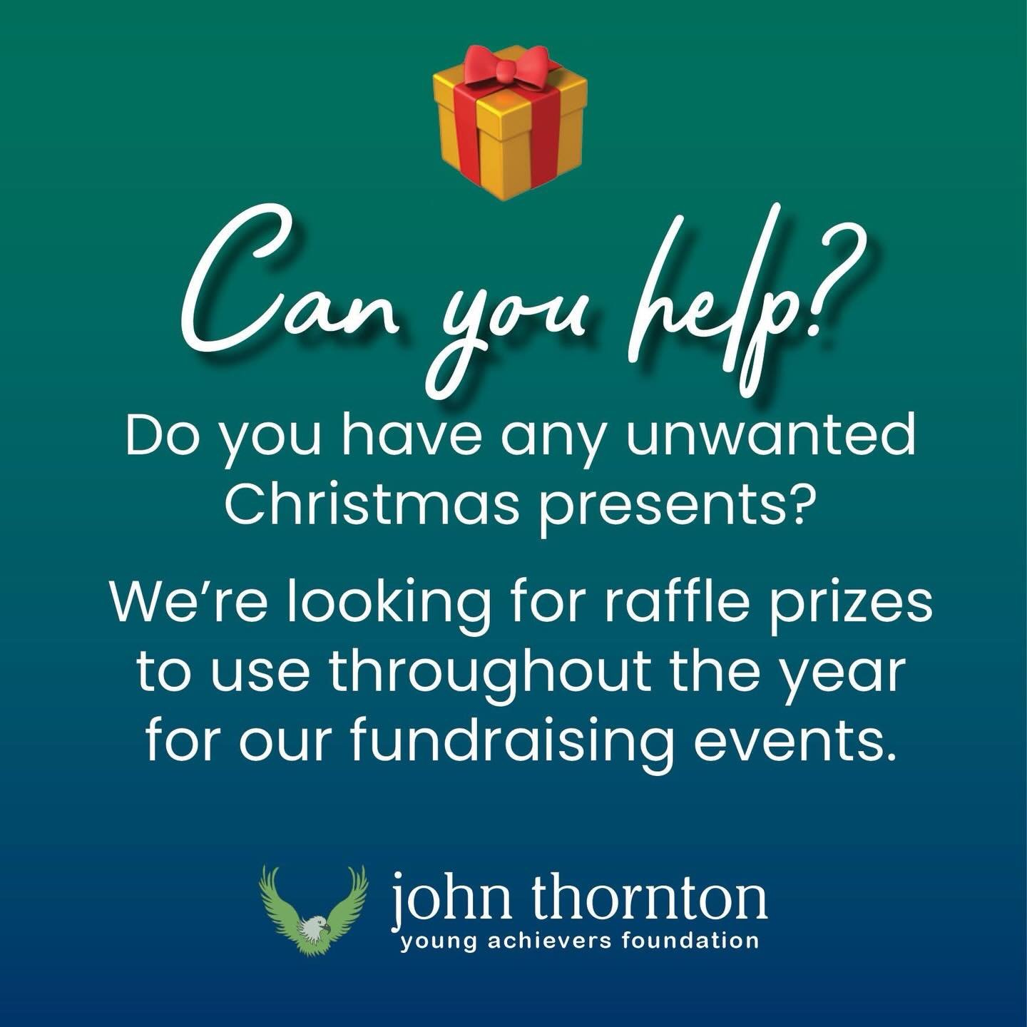 🎁✨ Got an unwanted Christmas gift? Don&rsquo;t let it gather dust! ✨🎁

We&rsquo;re always on the lookout for raffle prizes for our events throughout the year, and your unused present could make someone else very happy.

If you can help support us, 