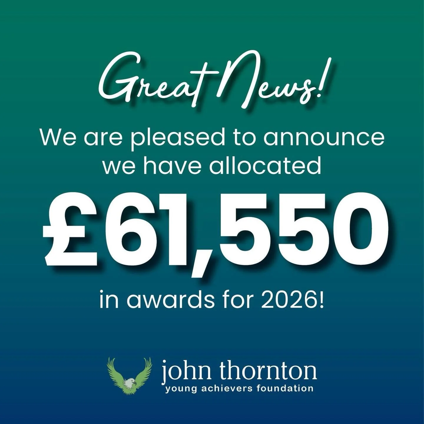 🎉✨ Exciting news to share! ✨🎉

Following our New Year Trustees and Ambassadors Meeting, we&rsquo;re incredibly proud to announce that we&rsquo;ve allocated &pound;61,550 in awards for young people in 2026 🙌💙

This funding will help create new opp