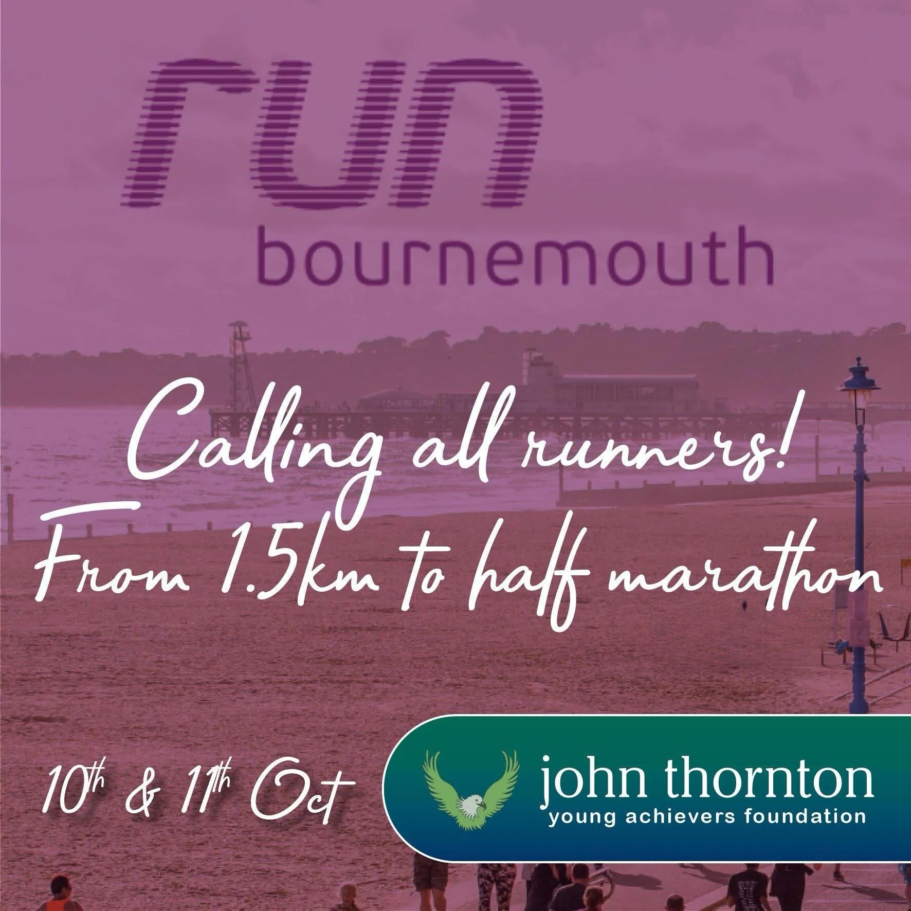 🏃From 1.5km to half marathon 🏃 Glorious sea views as you run 🌊 

We&rsquo;re looking for runners of all ages and abilities to save the date and run for JT at the Bournemouth Run on 10th &amp; 11th October 2026 📅✨

There&rsquo;s a race for everyon