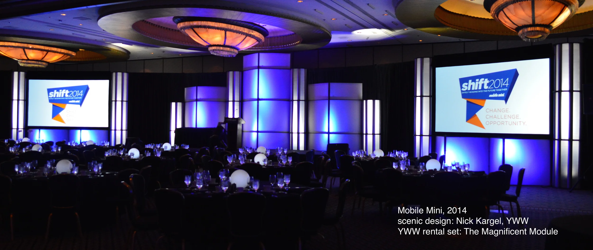 The Magnificent Module rental stage set by You Want What? Productions INC
