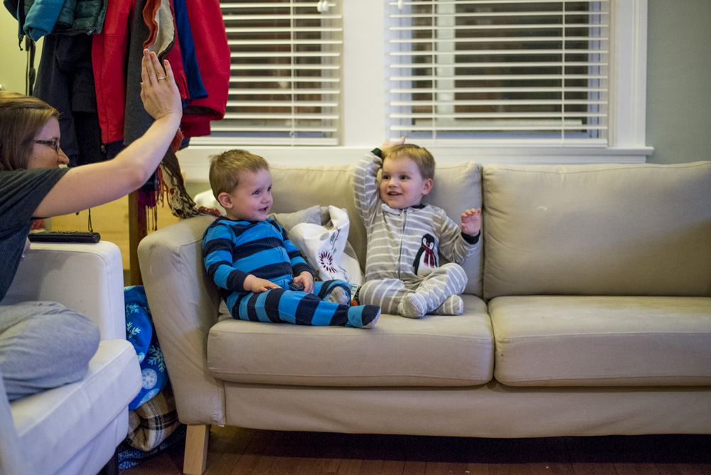 Kids group hi five
