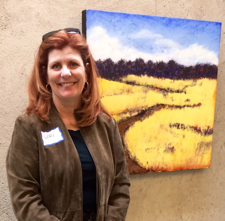 At the Encaustic Art Institute in Santa Fe with my painting "Prairie Road."