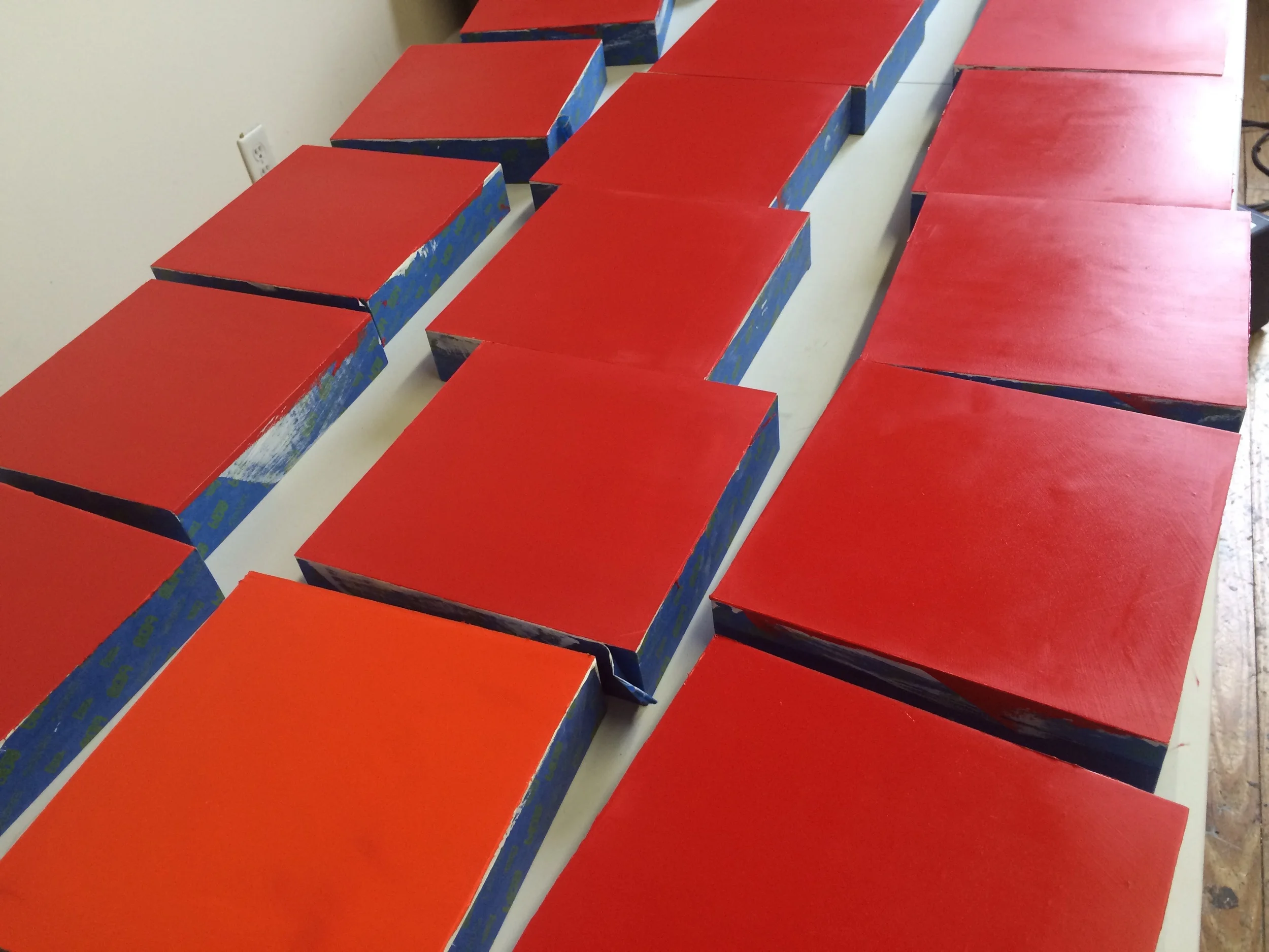 First layer of color on 30 panels for an upcoming show.