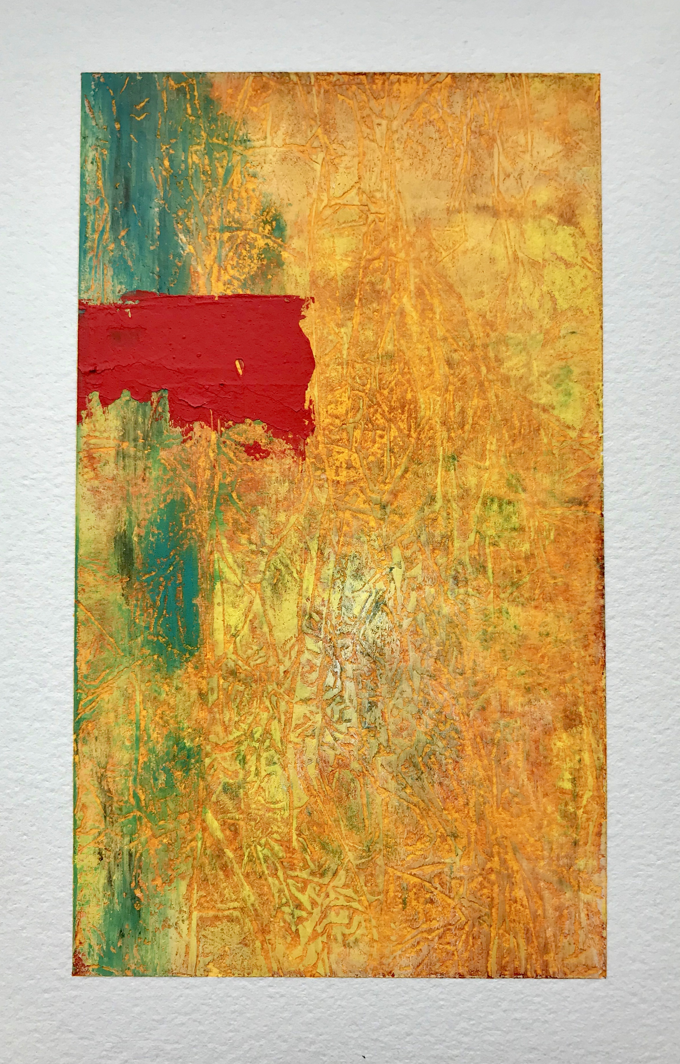 a painting I made with oils and cold wax on paper during a 2-hour workshop; it's about 4" x 6.5"