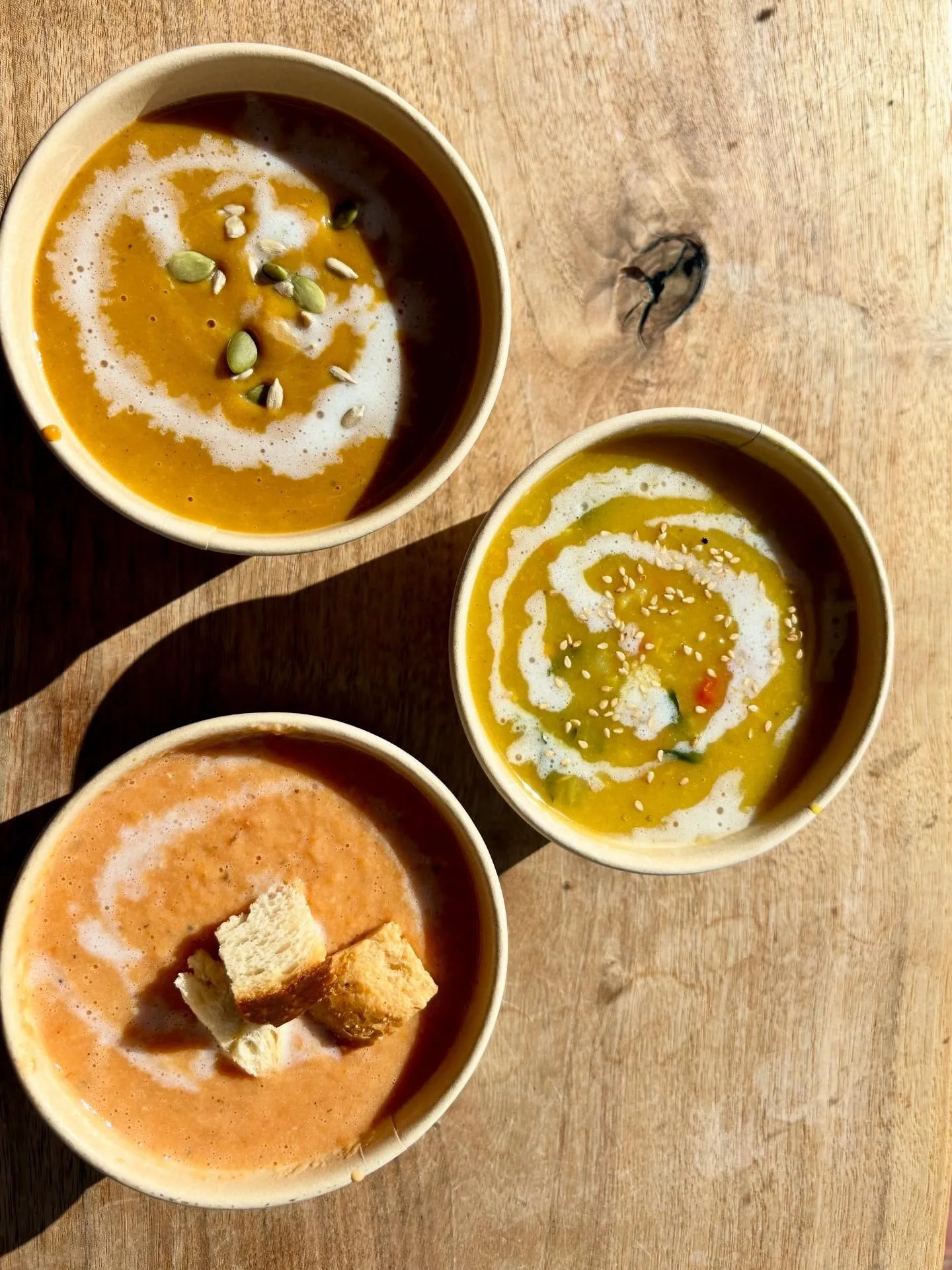 Soup Season is Here! 🥣🍂
We&rsquo;re keeping things cozy with three nourishing soups to warm you up from the inside out:

✨ Butternut Squash Bisque &ndash; velvety, slightly sweet, and perfectly comforting.
🥕 Creamy Miso &amp; Rice Soup &ndash; pac