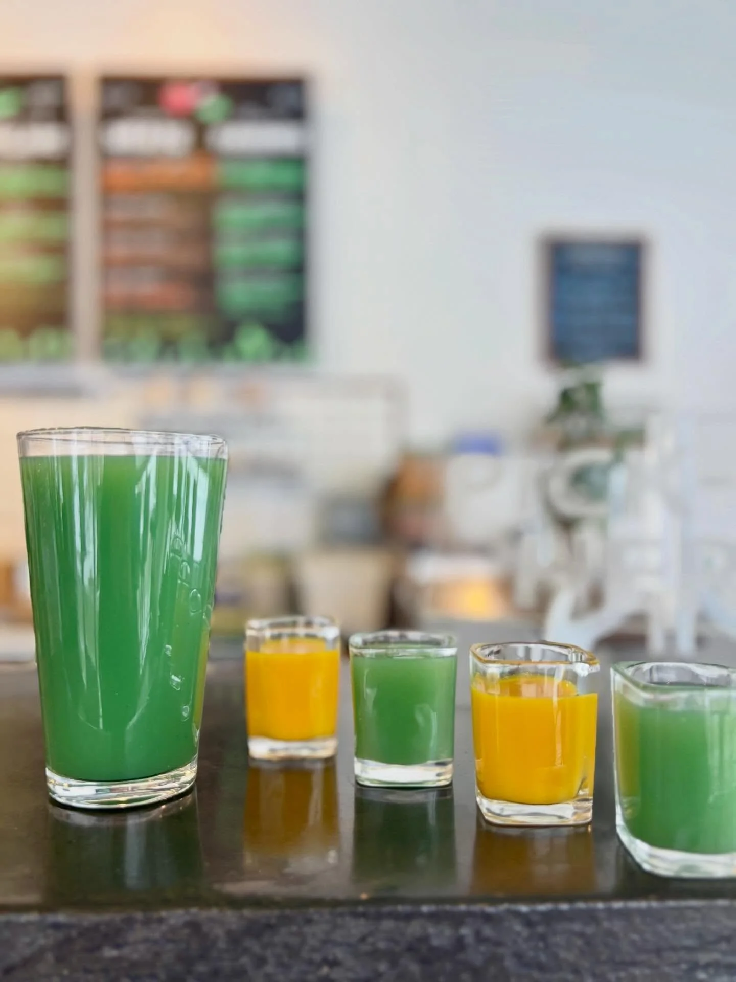 Who needs a green beer when we&rsquo;ve got green juice? 🍀💚

Packed with celery, cucumber, spinach, apple, lemon, orange, pineapple + a pop of blue spirulina ✨

Fresh, vibrant, and way luckier for your body 😉

Pictured with our turmeric shots for 