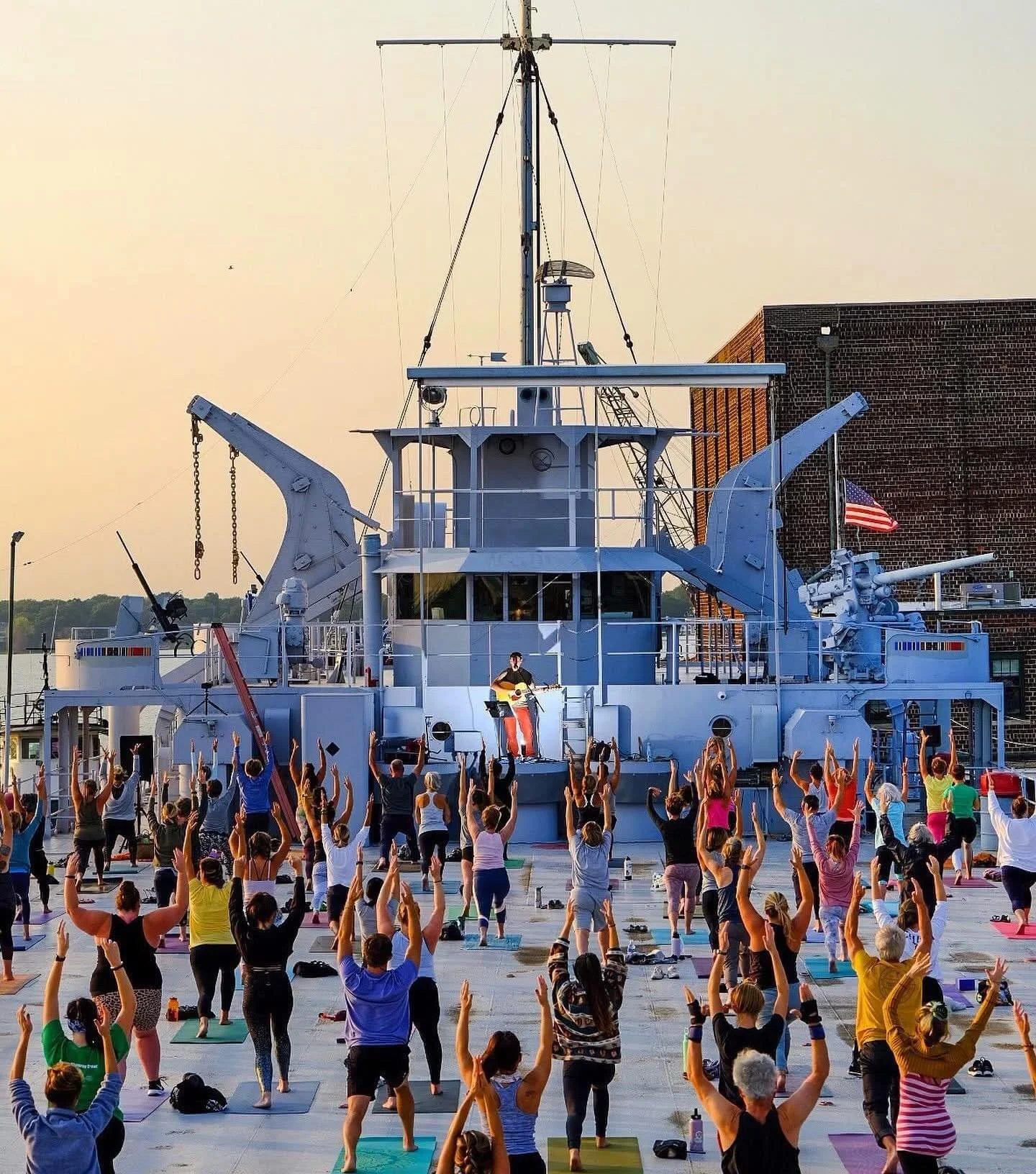 Yoga on the Ship is BACK! 🙌🏼⛴️💚

Mark your calendars for July 17 🗓

Kick it off with LIVE MUSIC 🎶 featuring Tony Jarvis, while Kelly Seyferth guides your flow 🧘&zwj;♀️

Wednesdays at 7PM all summer long 🌞
All levels welcome! Bring a mat + a fr