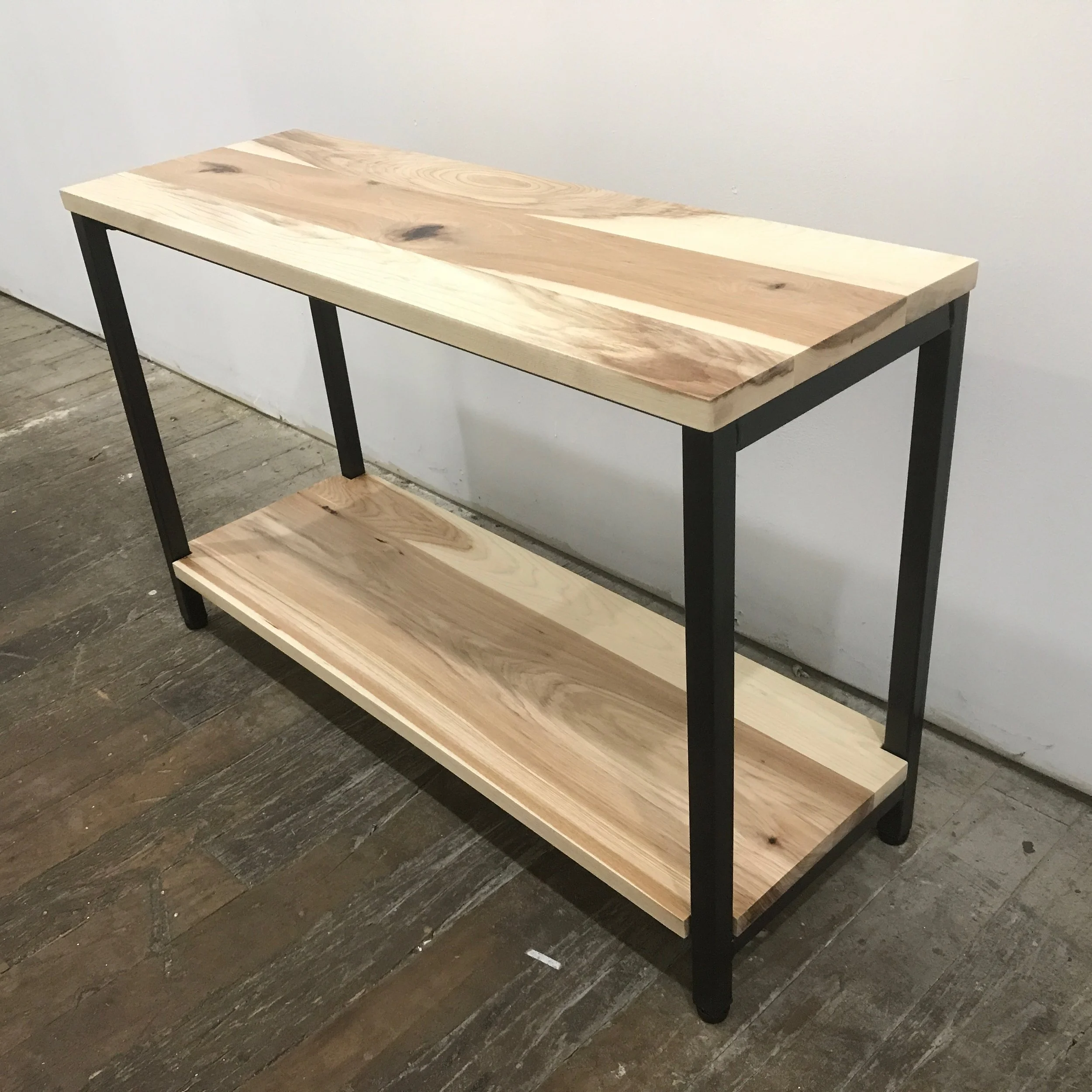 Mini Suffolk shelf/end table in rustic hickory