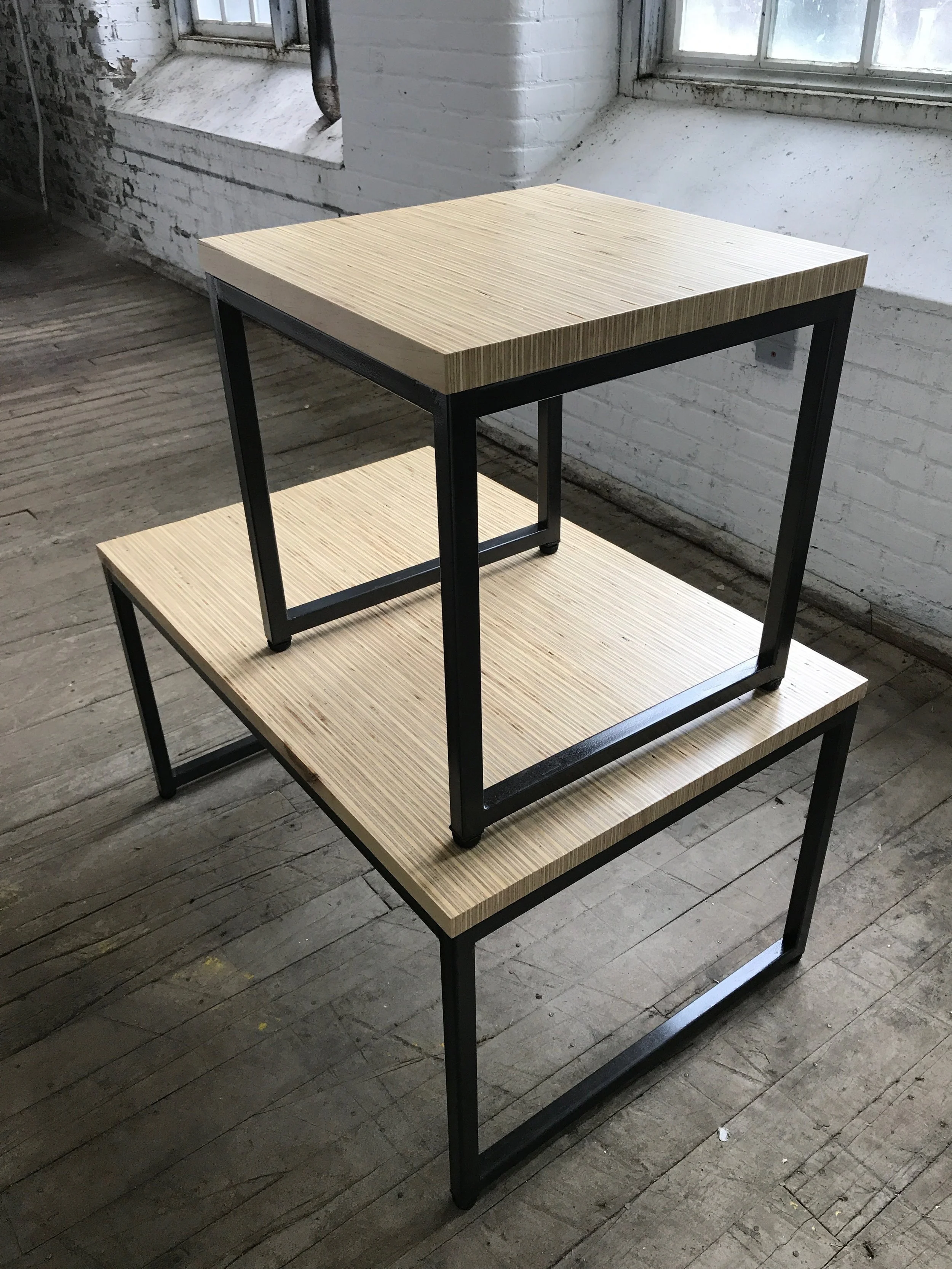 stacked plywood coffee and end table