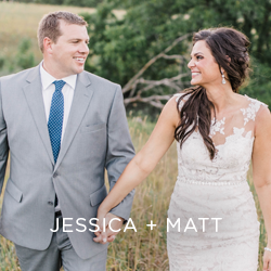 Be a guest at Jessica and Matt's red barn wedding. See all the fun touches their vendors added.