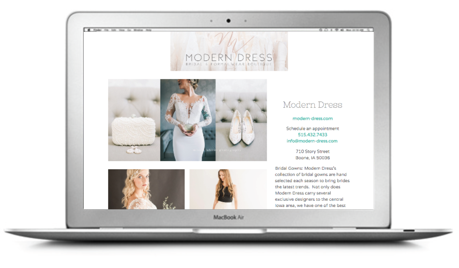 Example of a full-page online vendor listing