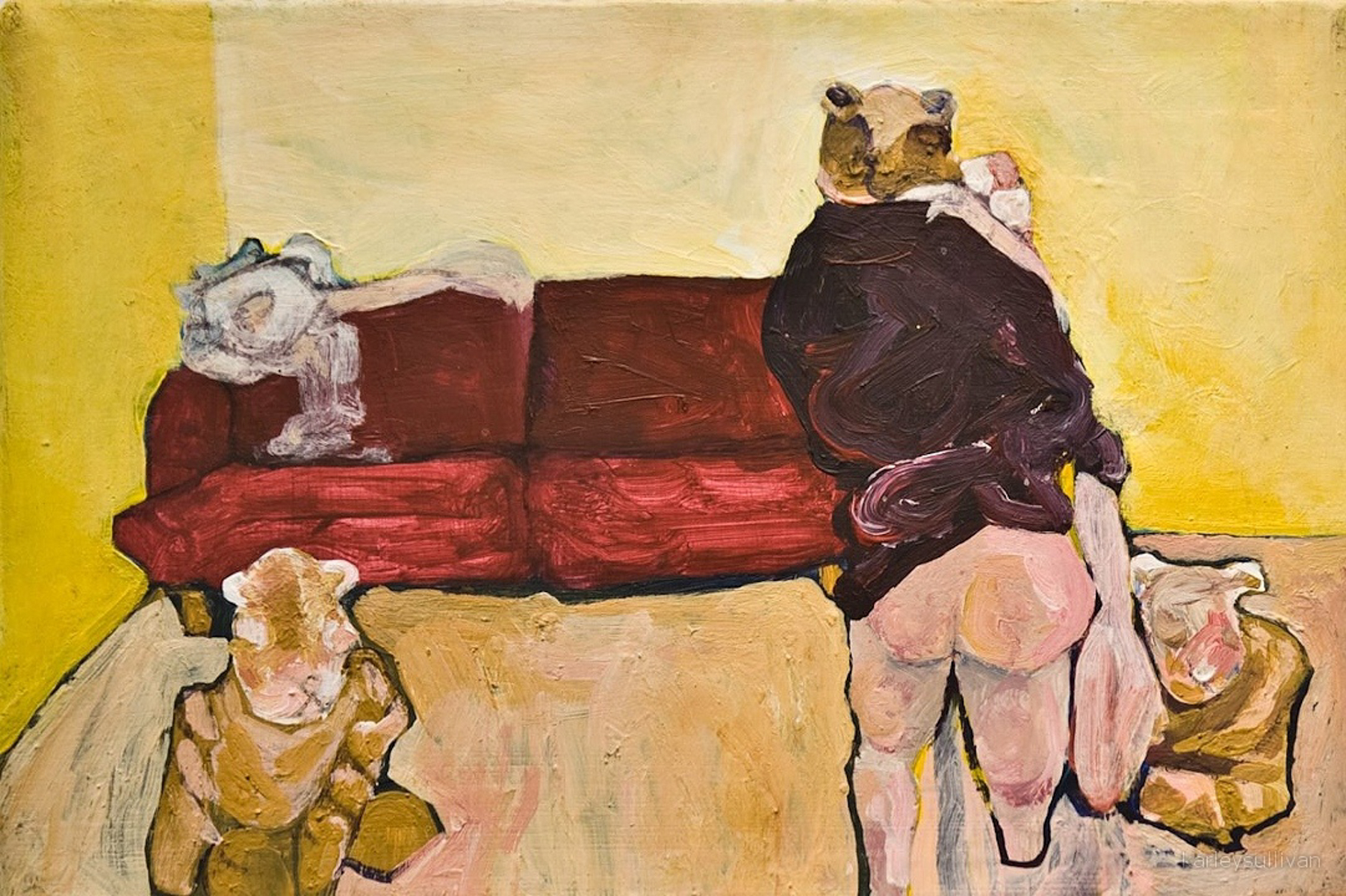 Clusterfuck, Acrylic on Canvas, 5x7 inches, 2009