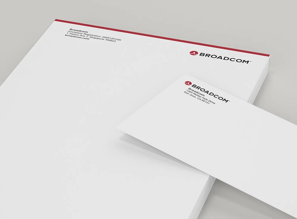 Broadcom Rebrand — Letterhead + Envelope