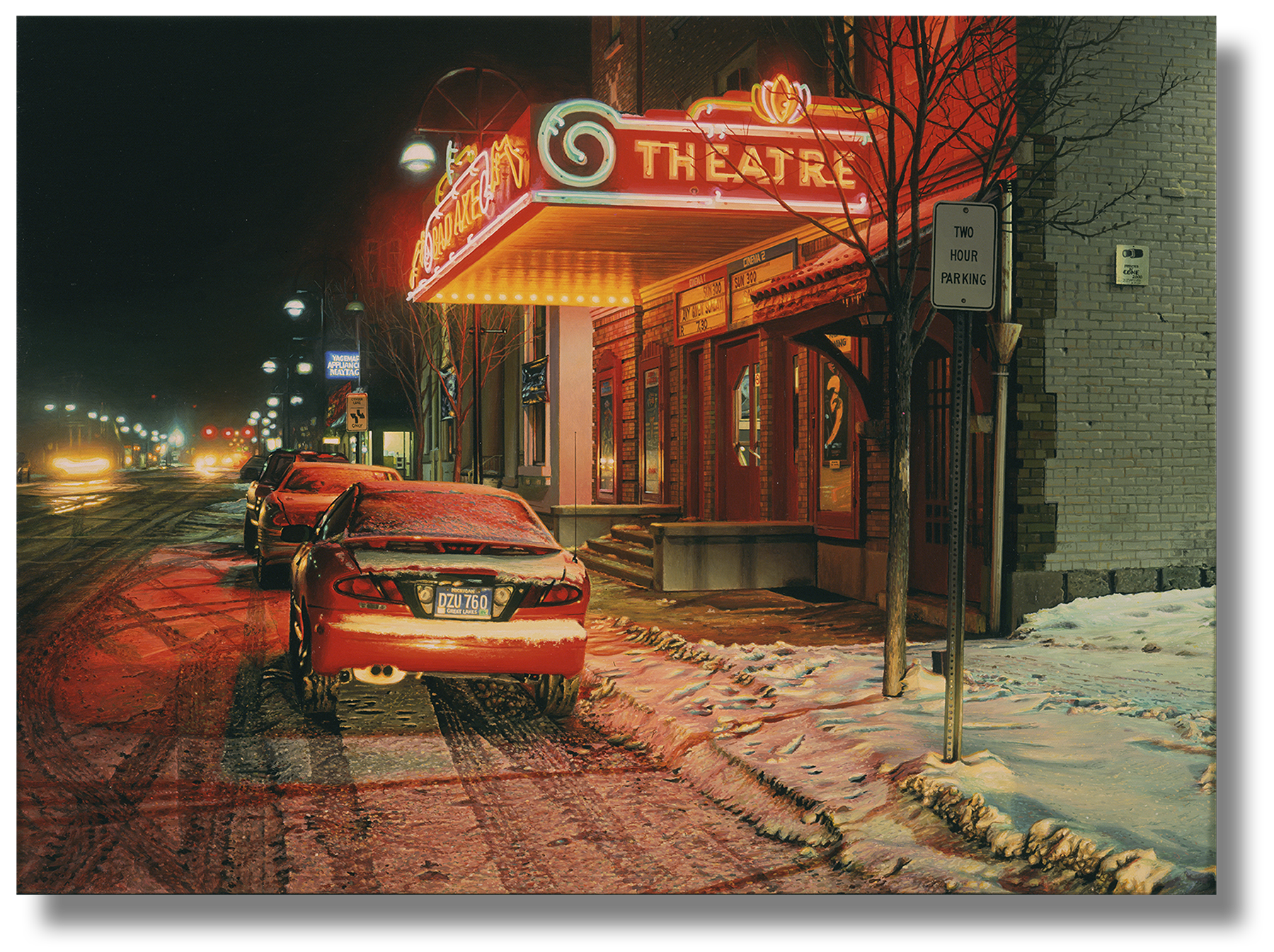 Bad Axe / Lit by Car Headlights , 2000 Acrylic on canvas 13 x 18.625 inches 34.9 x 47.3 cm