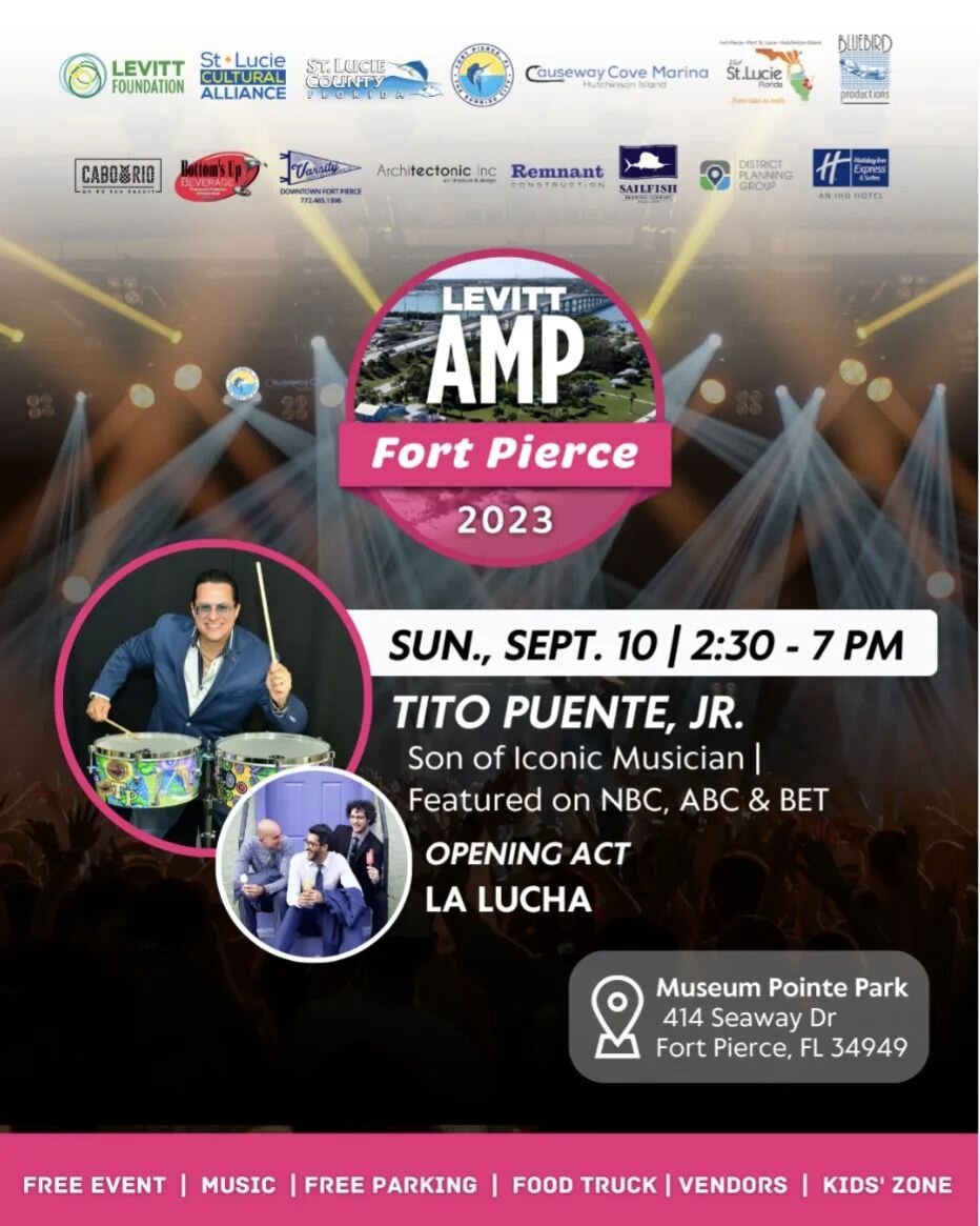 Fort Pierce! We are coming your way this Sun. Sept. 10th. @james_suggs_trumpet_official will be joining us to open for @titopuentejr 
This is a FREE show sponsored by @levittfoundation and @artstlucie 
Hope you see you there!