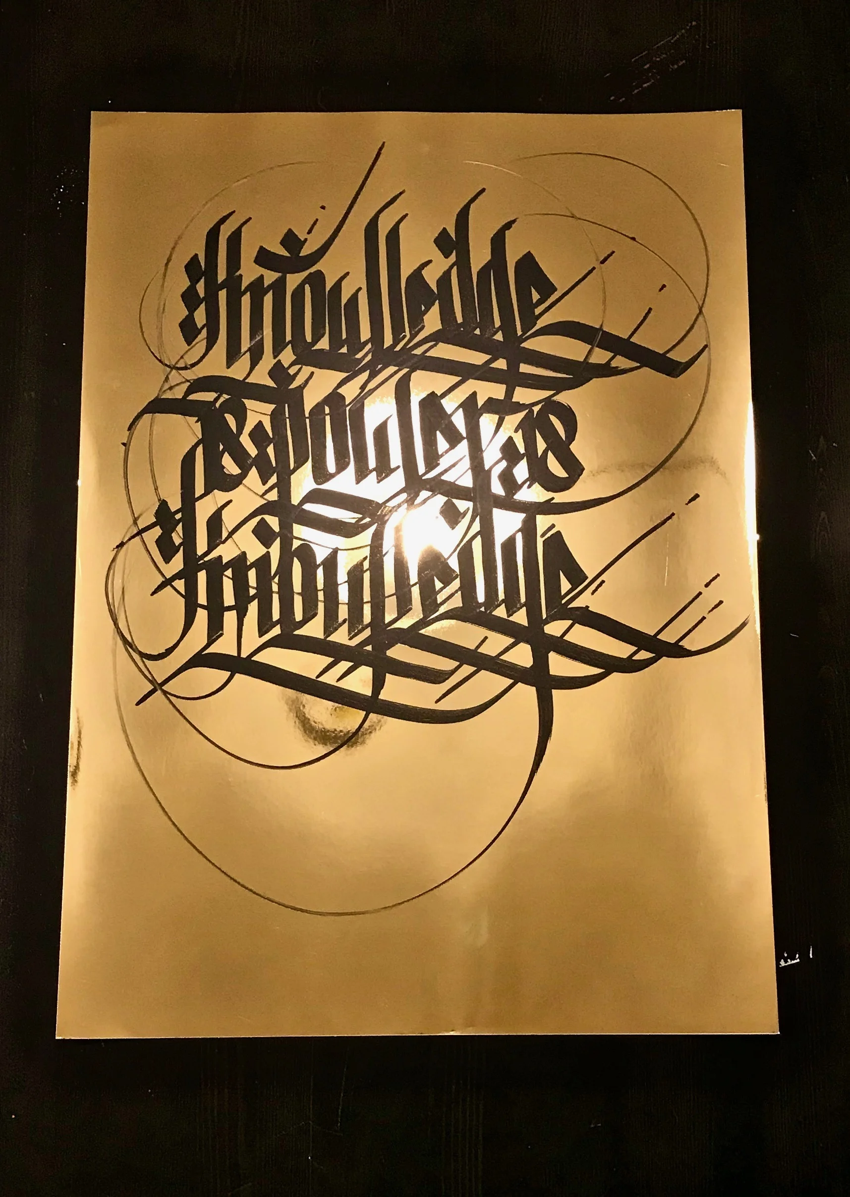 Soonko II, 2018 Ink on Gold Foil Paper 30 X22" (available)
