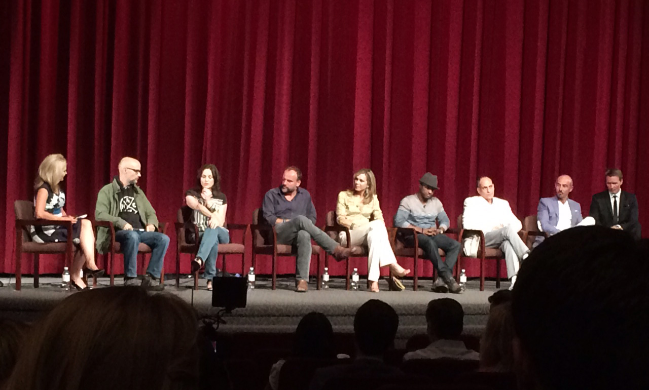 From left to right: Lisa Bloom, Moby, Jorja Fox, David Deluise, Kathy Freston, LarenzTate, Nestor Serrano, Shaun Toub and Shaun Monson