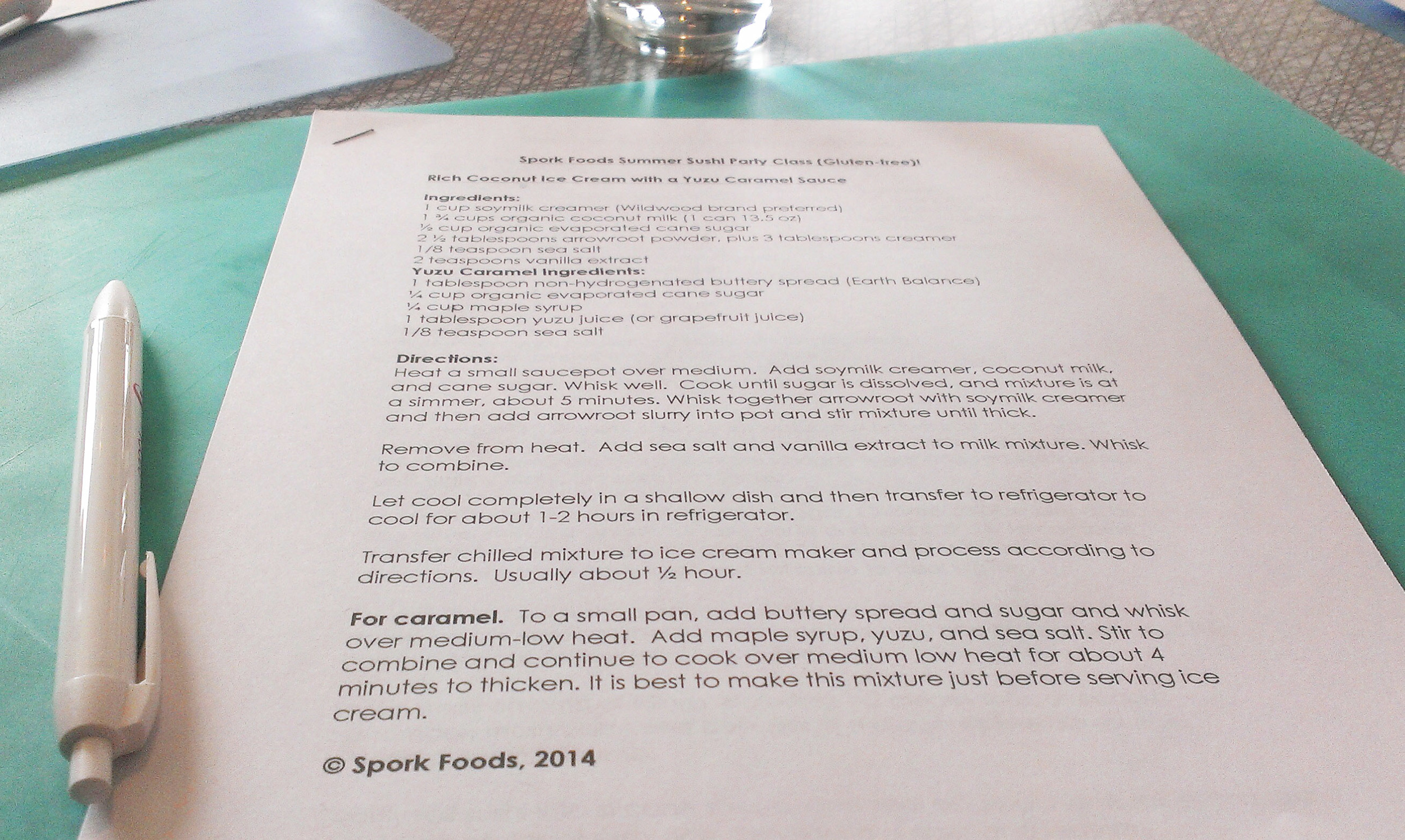 A complete write up of all the recipes prepared for class including exact brands and tools were provided