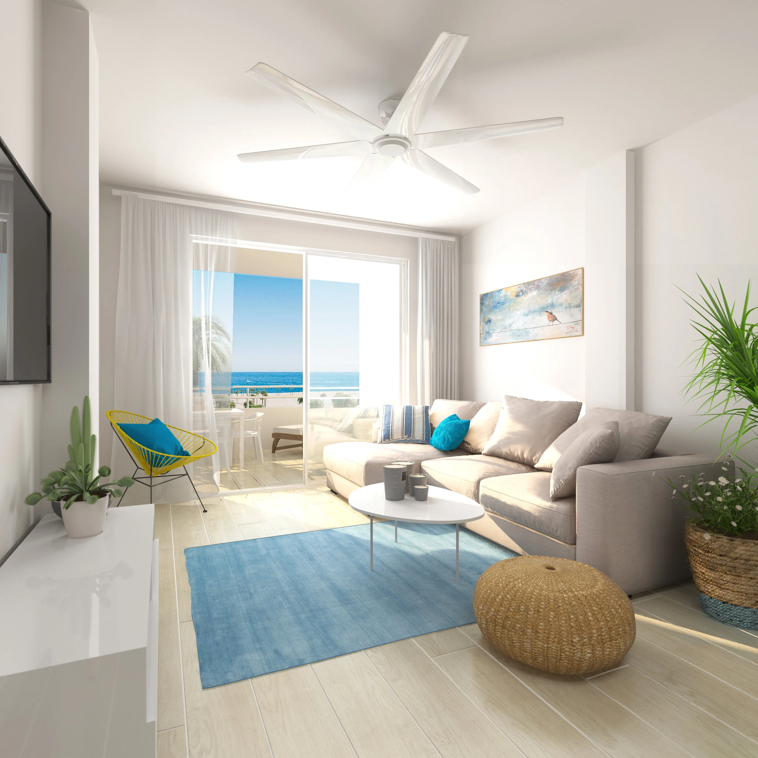 Arquitectura residencial y diseño de interiores para vivienda con vistas al mar en Calle Índalo, Mojácar. Proyecto de la sección Residencial del estudio Campos & Pradel.