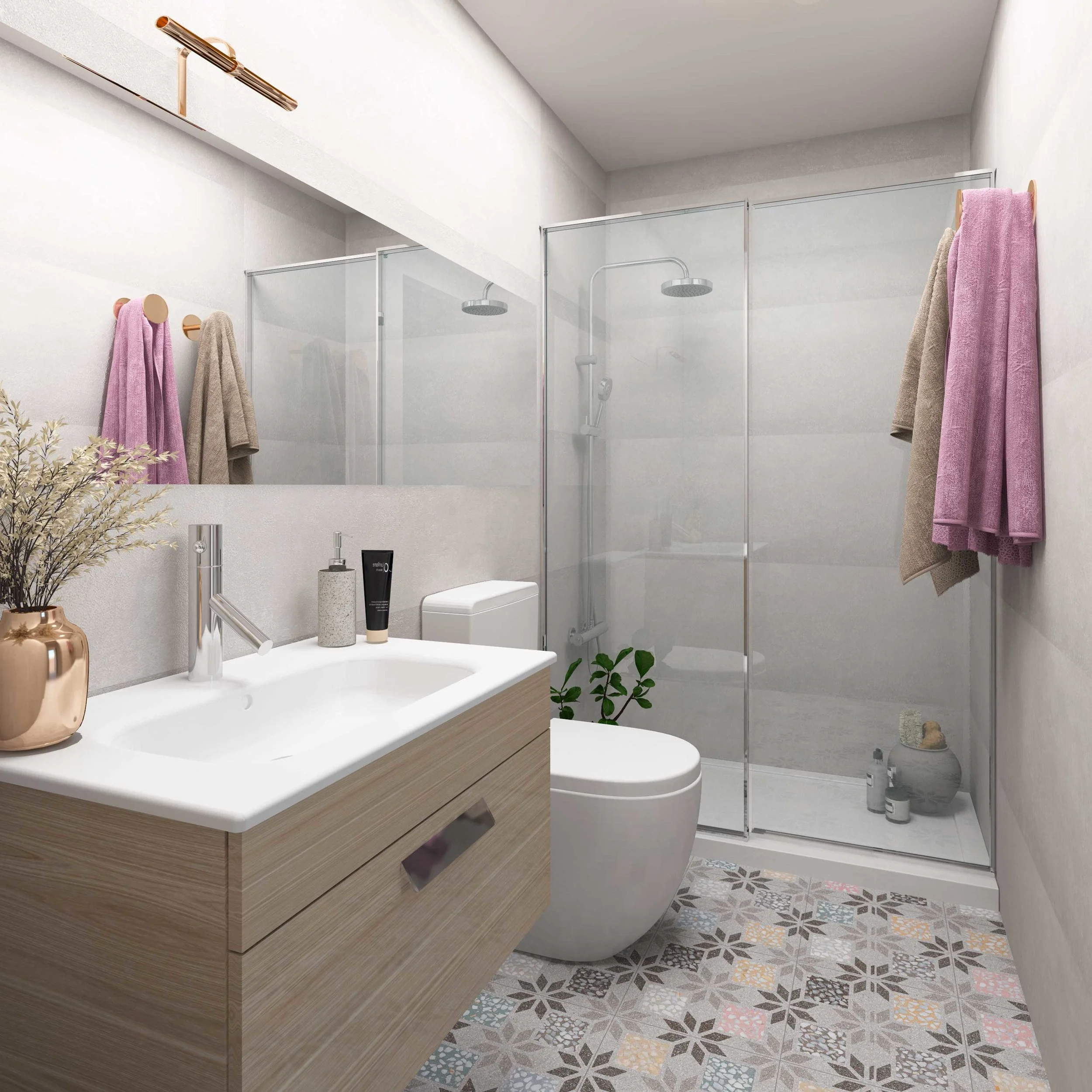 Proyecto de reforma integral y diseño de interiores en Calle Comandante Fortea, Madrid: Vista del baño moderno diseñado por Campos & Pradel para la sección Residencial.