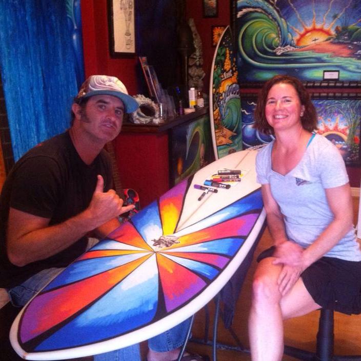 With surf artist Drew Brophy
