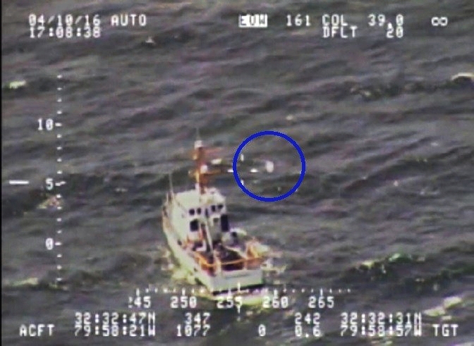 Coast Guard recovery of Britt's kayak.