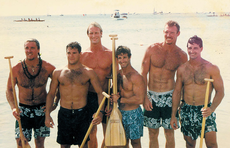 Hanalei 1995 — fastest mile split 6:41 — (from left) Bobby Nottage, Mike Pedersen, Bo Eastabrooks, Jim Foti, Rich Lambert and John Foti PHOTOS COURTESY FOTI FAMILY