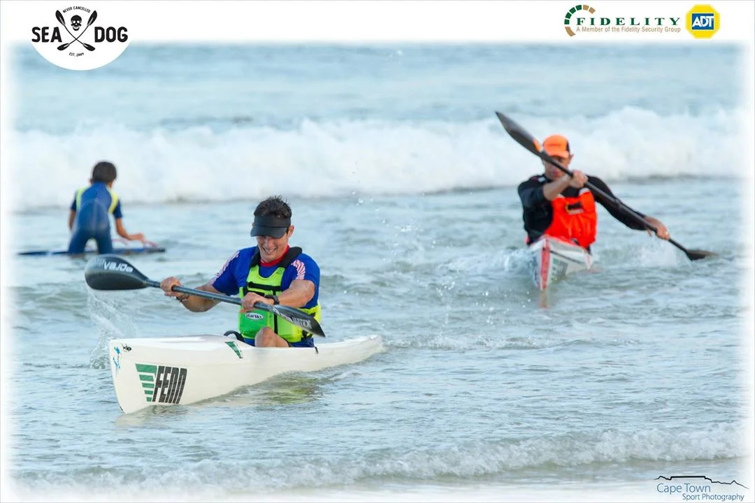 Cyrille Carré, from France, tussles with local Dawid Mocke for second place. (Photo: Cape Town Sport Photography)