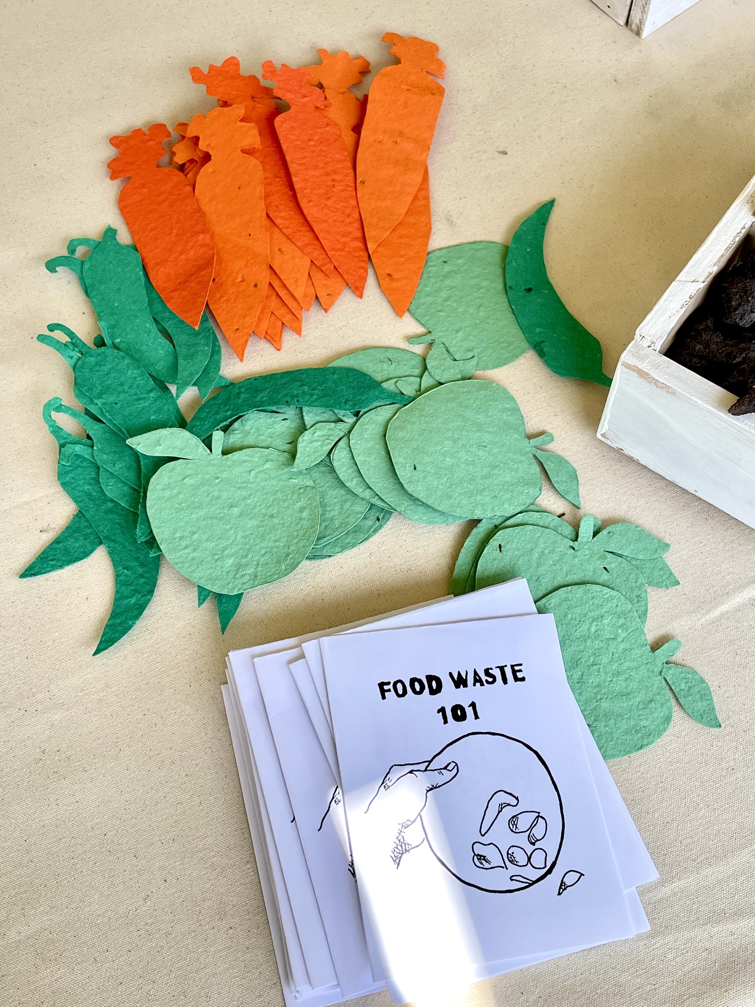  A zine about food waste and seeded paper cut-outs. 