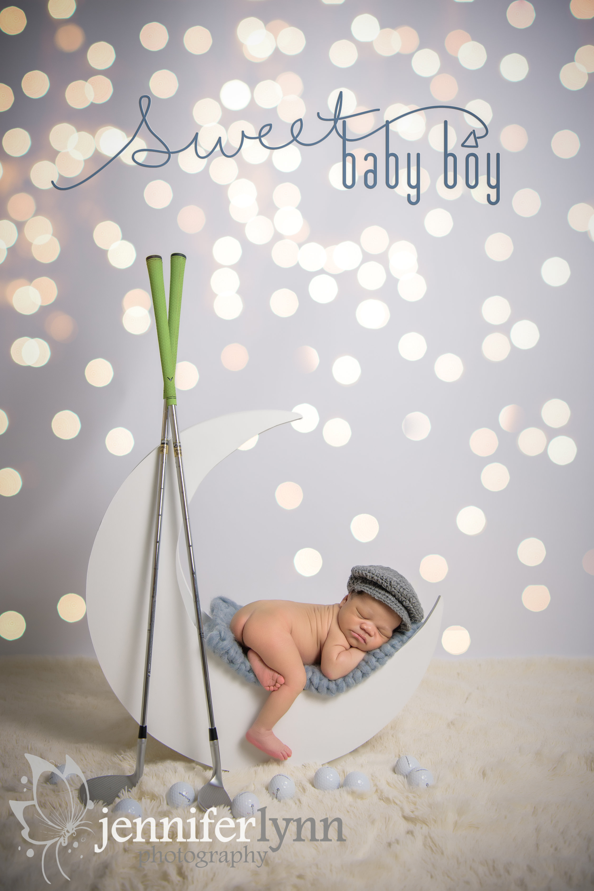 Newborn Boy Golf Moon Prop