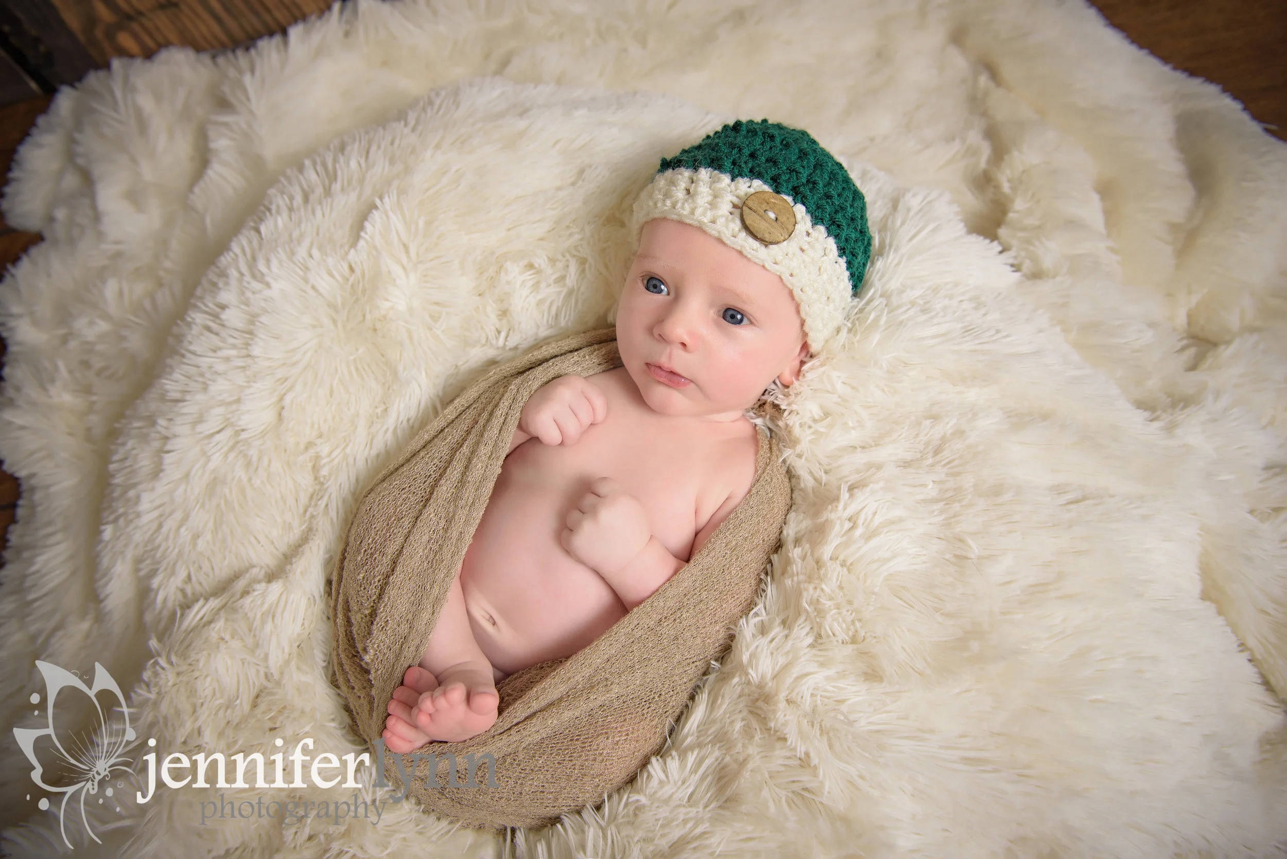 Newborn Boy Wrap on Fur
