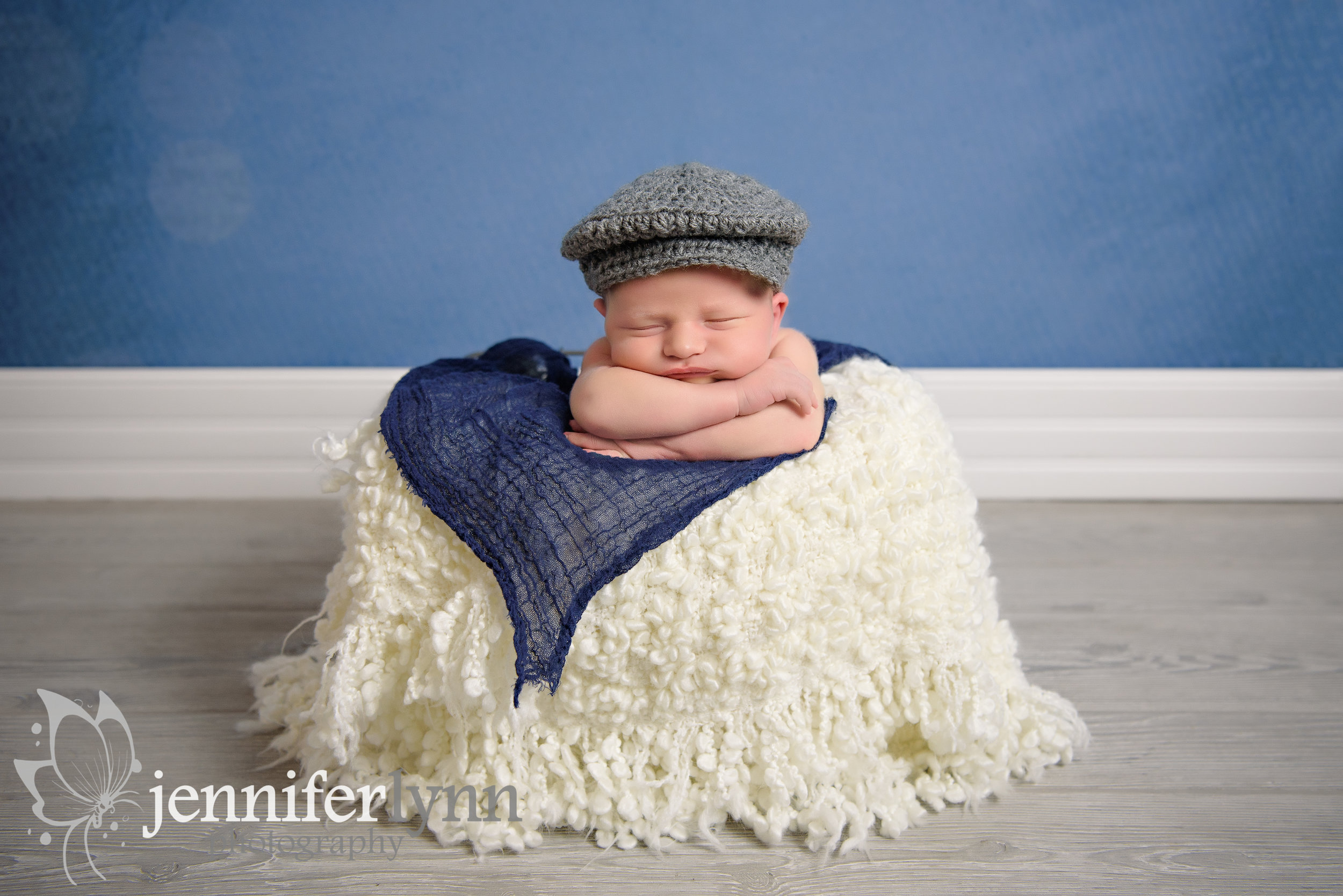 Newborn Boy Basket Newsboy Hat