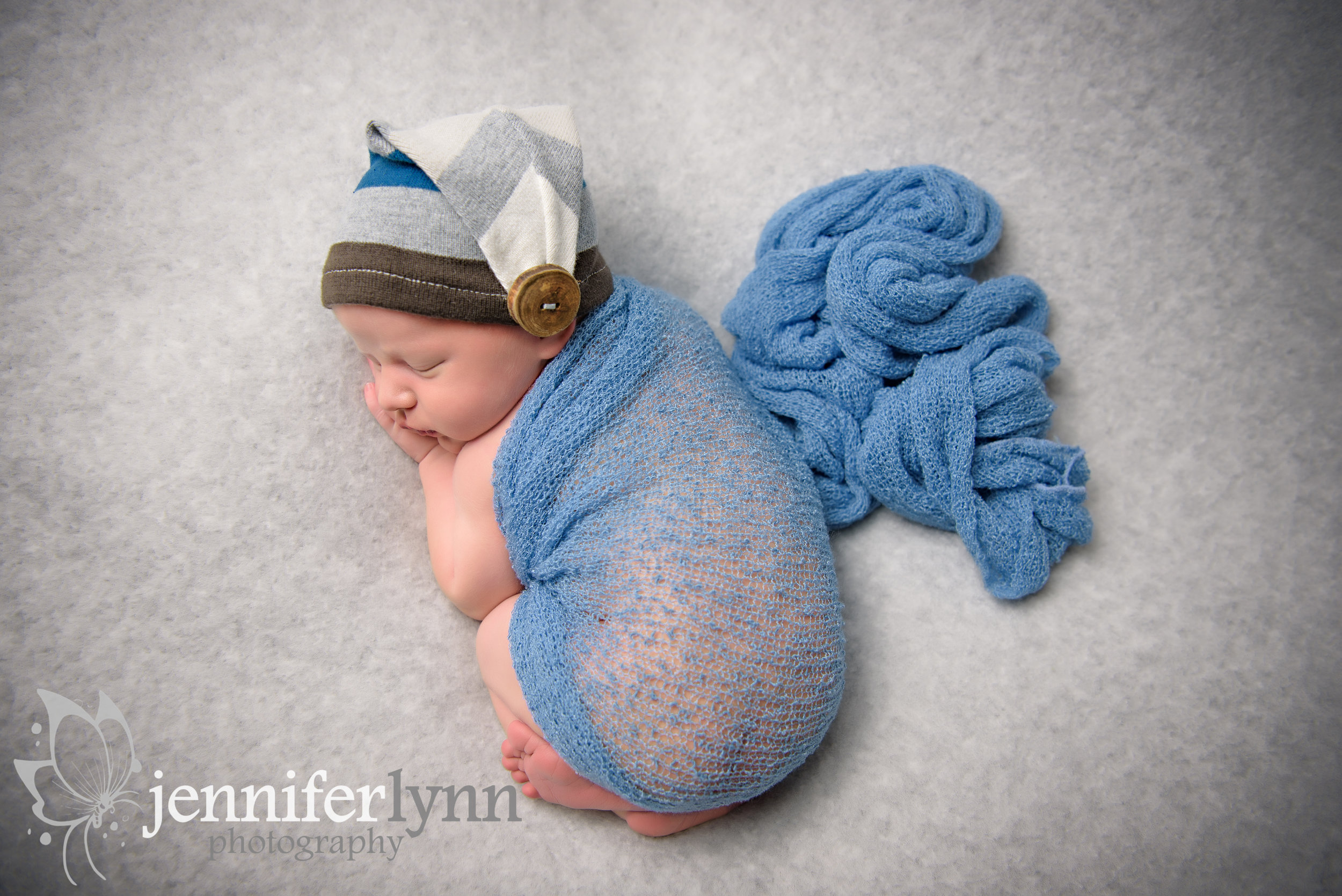 Newborn Boy Upcycled Hat Blue Wrap