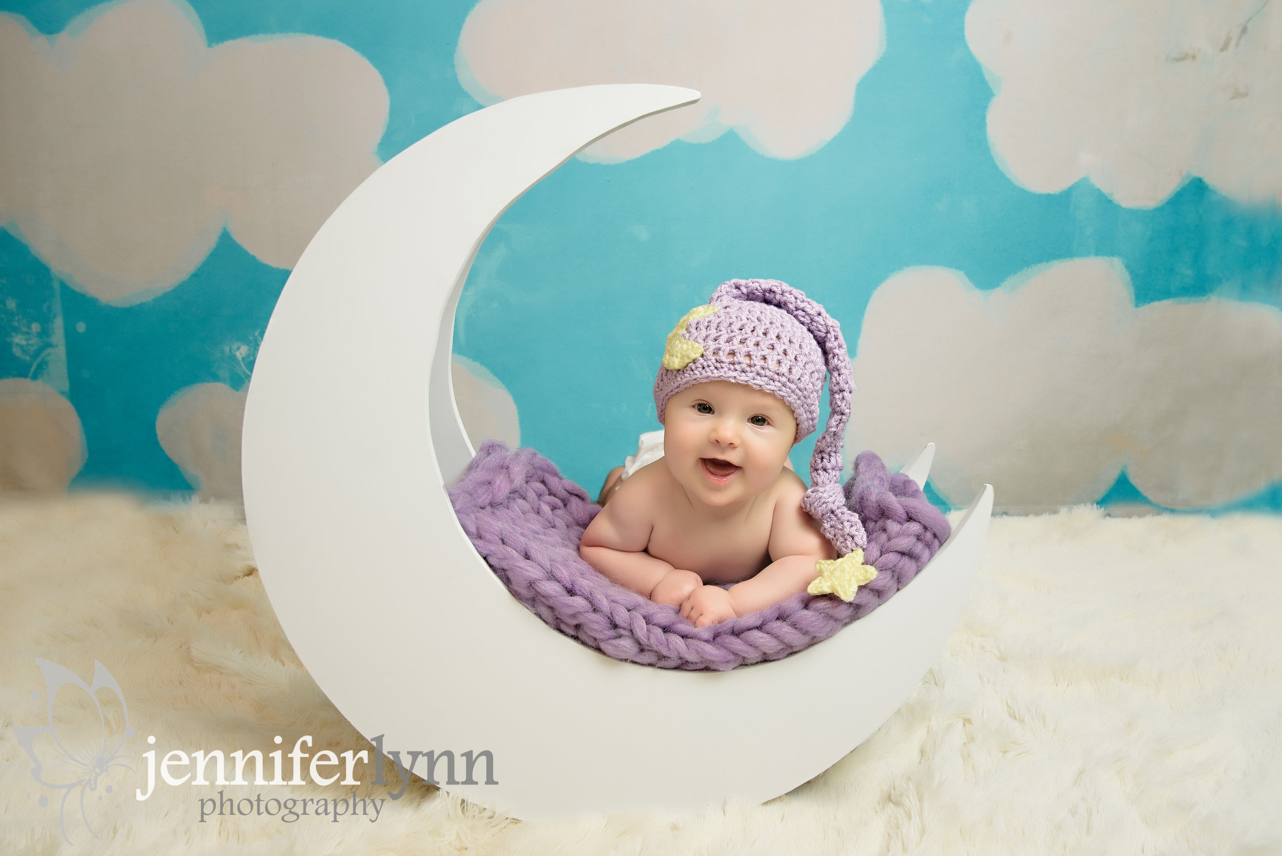 Baby Girl Moon Purple Clouds