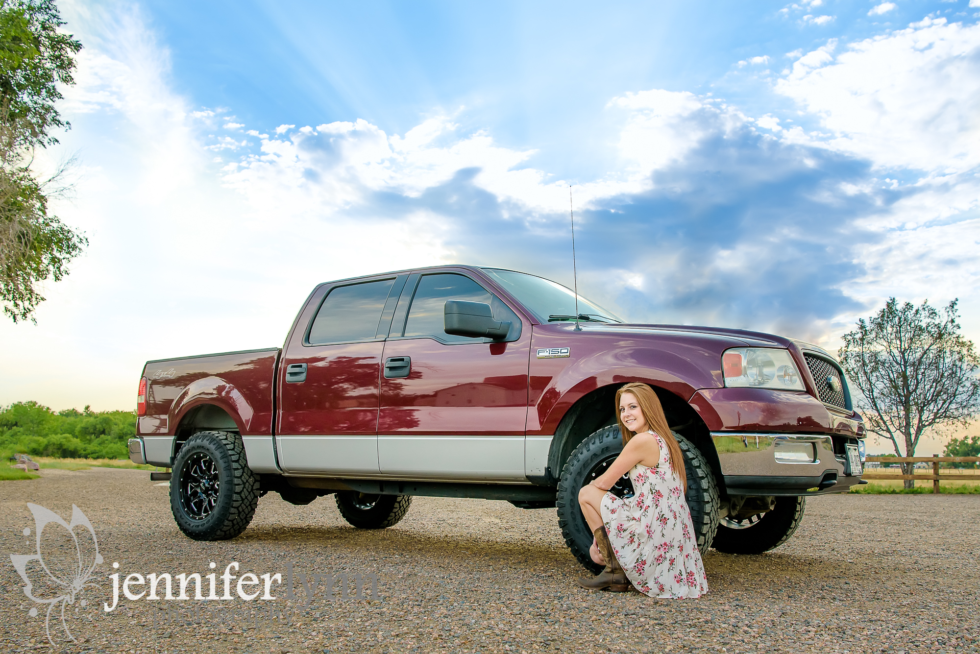 Senior Girl Pick Up Truck Epic Sky