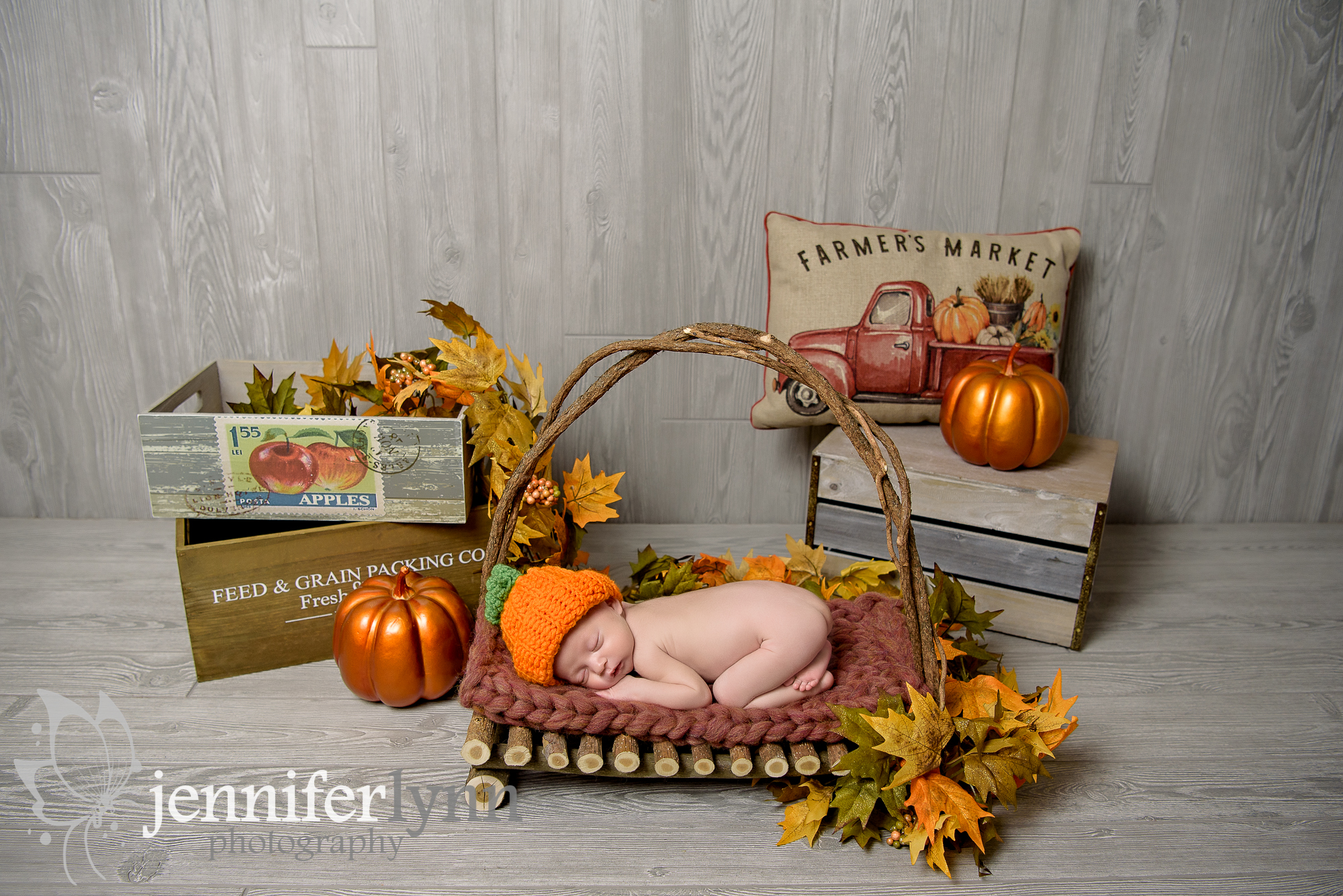 Newborn Fall Pumpkin Leaves Autumn