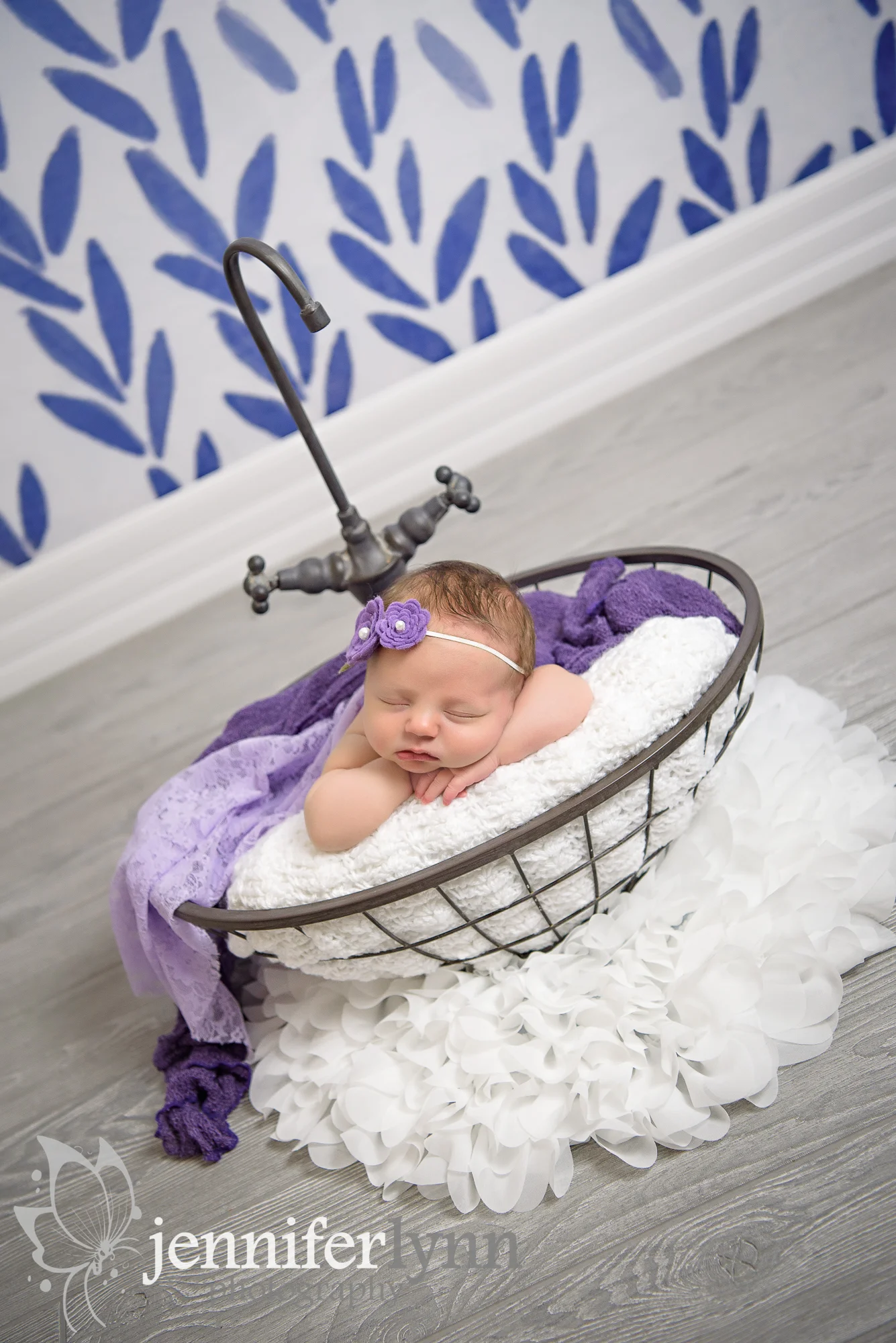Purple Sink Basket Prop Newborn Girl
