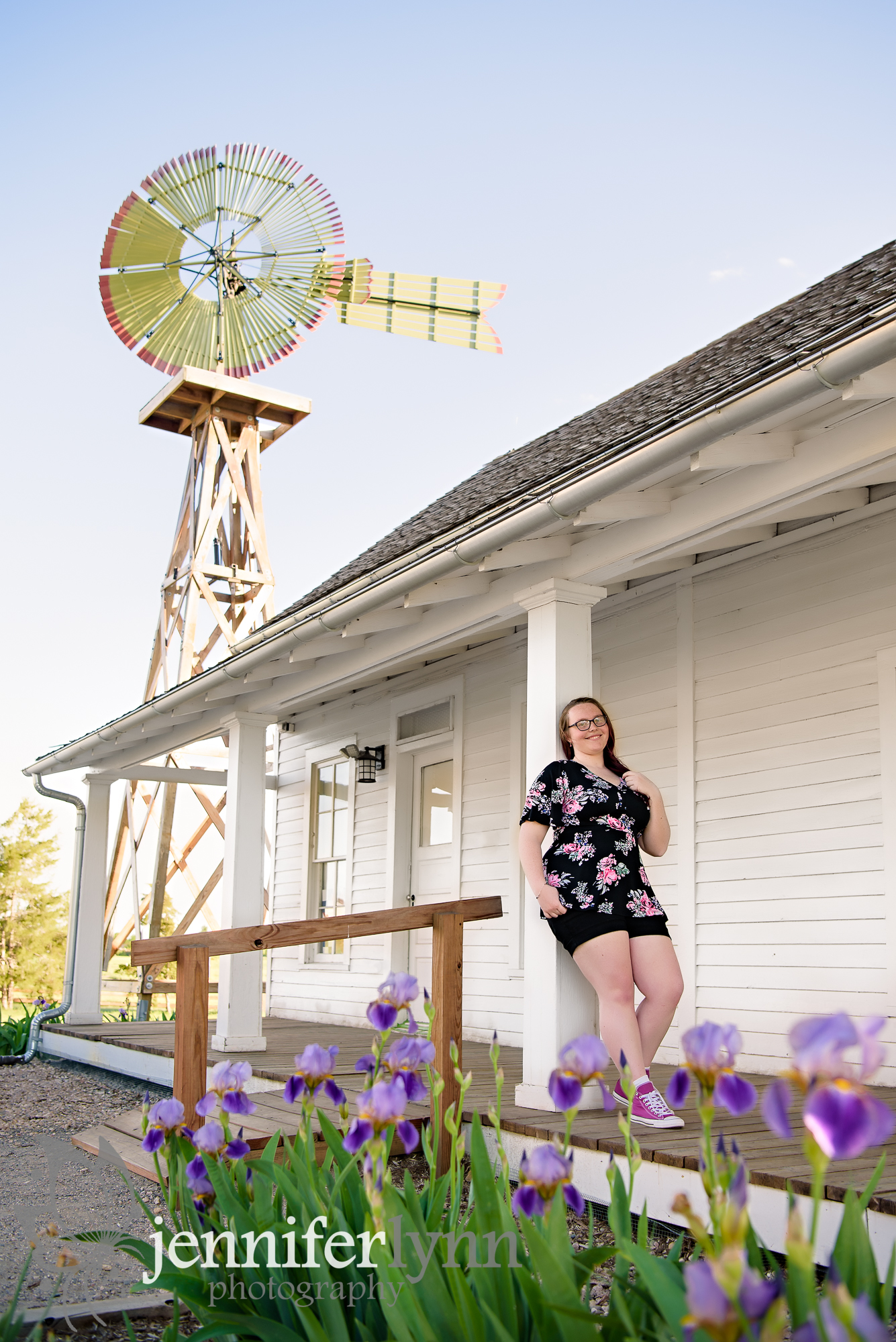Windmill White Porch Senior Girl