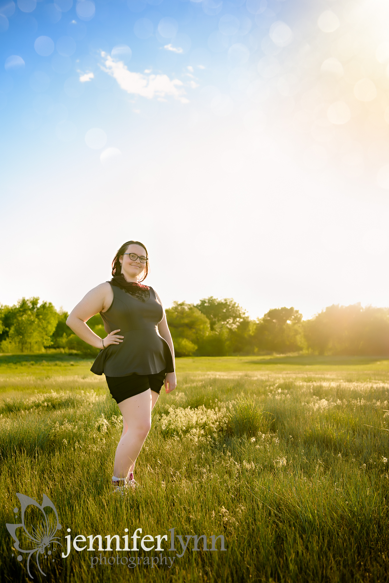 Senior Girl Open Field Lens Flare