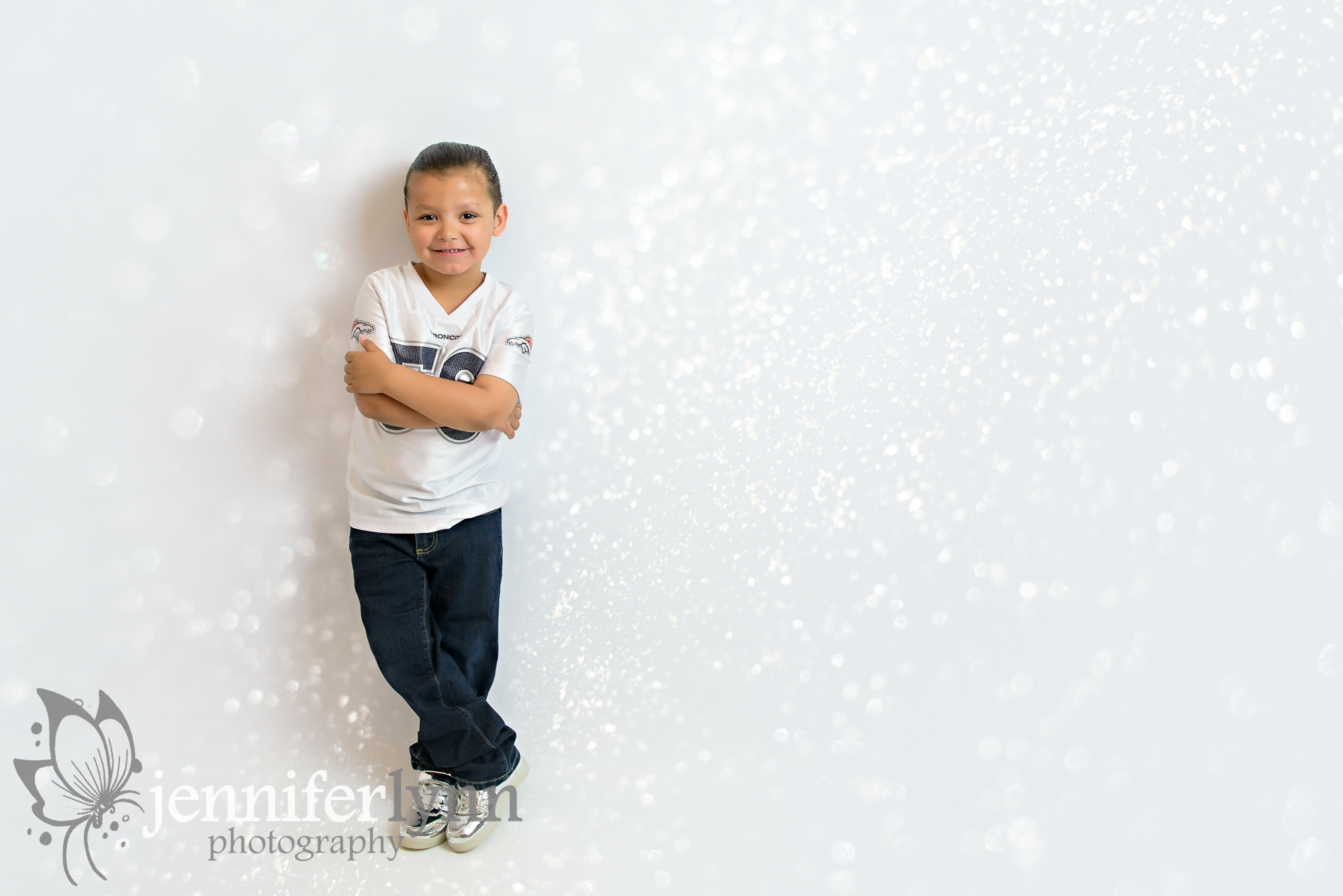Boy Standing White Background Broncos