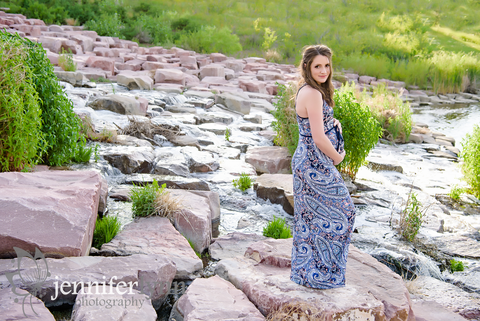 Maternity Waterfall Boulders Outdoors