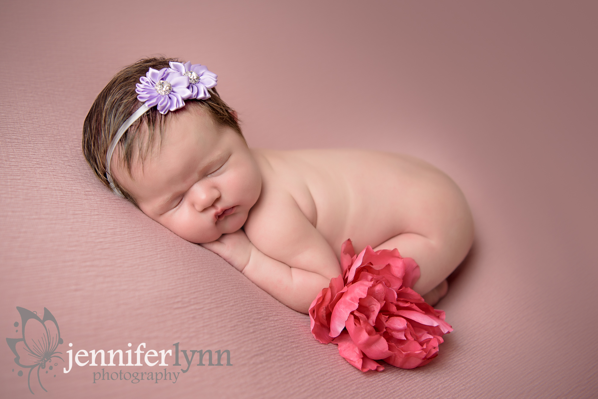 Newborn Girl Rose Pink and Purple