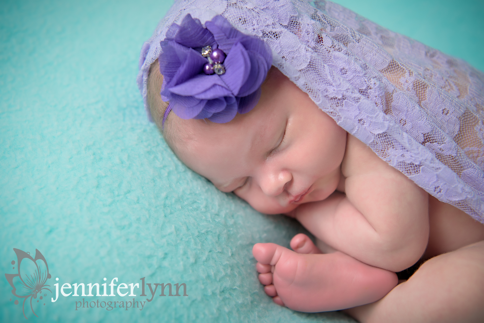 Newborn Girl Purple Lace and Mint