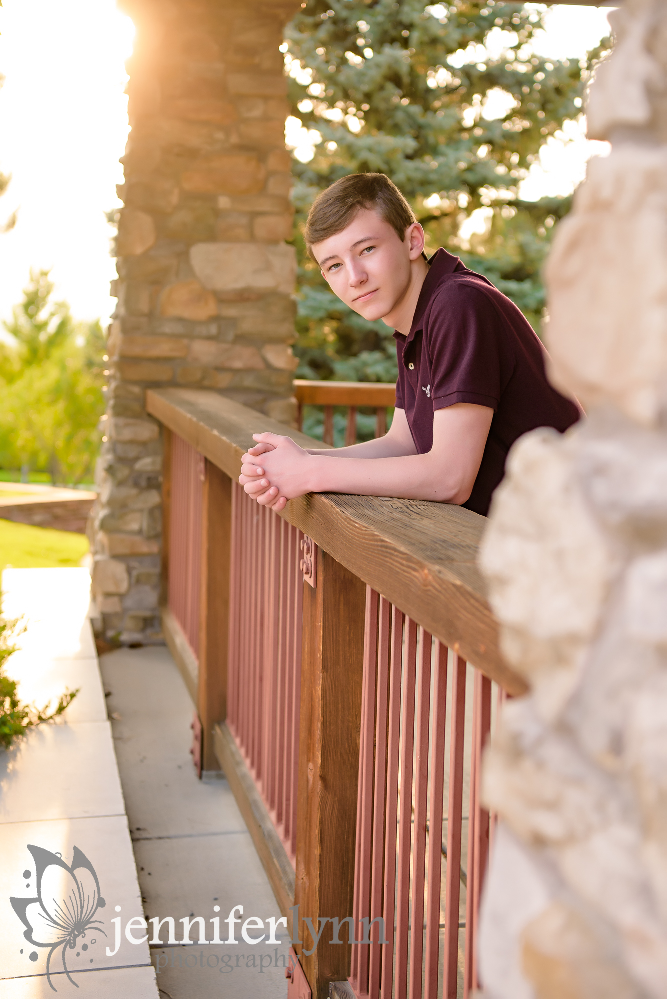 Senior Boy Long Shot down a railing