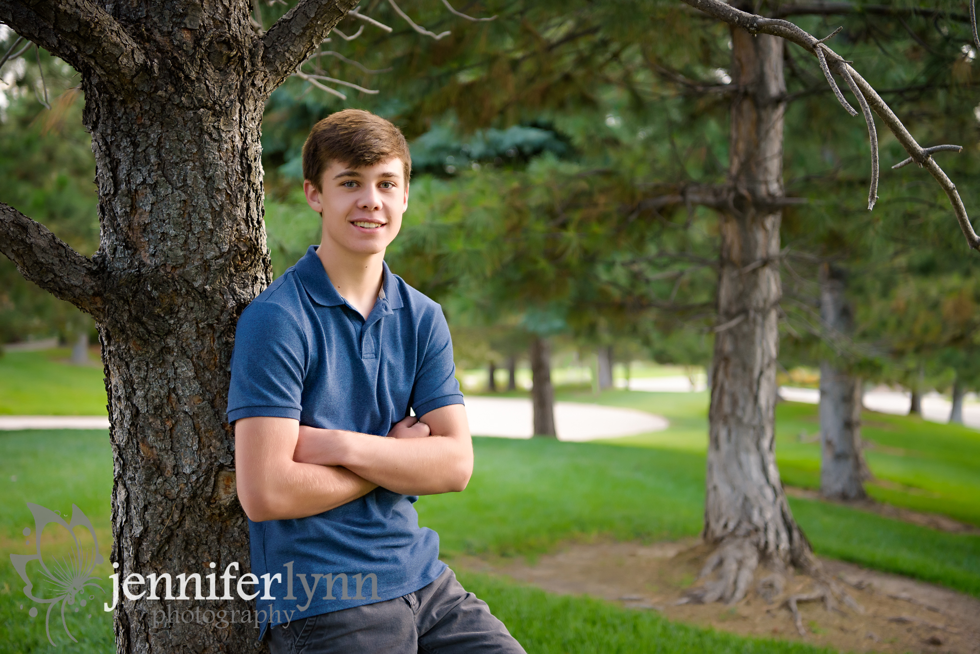 Senior Boy Tree Outdoor Arms Crossed