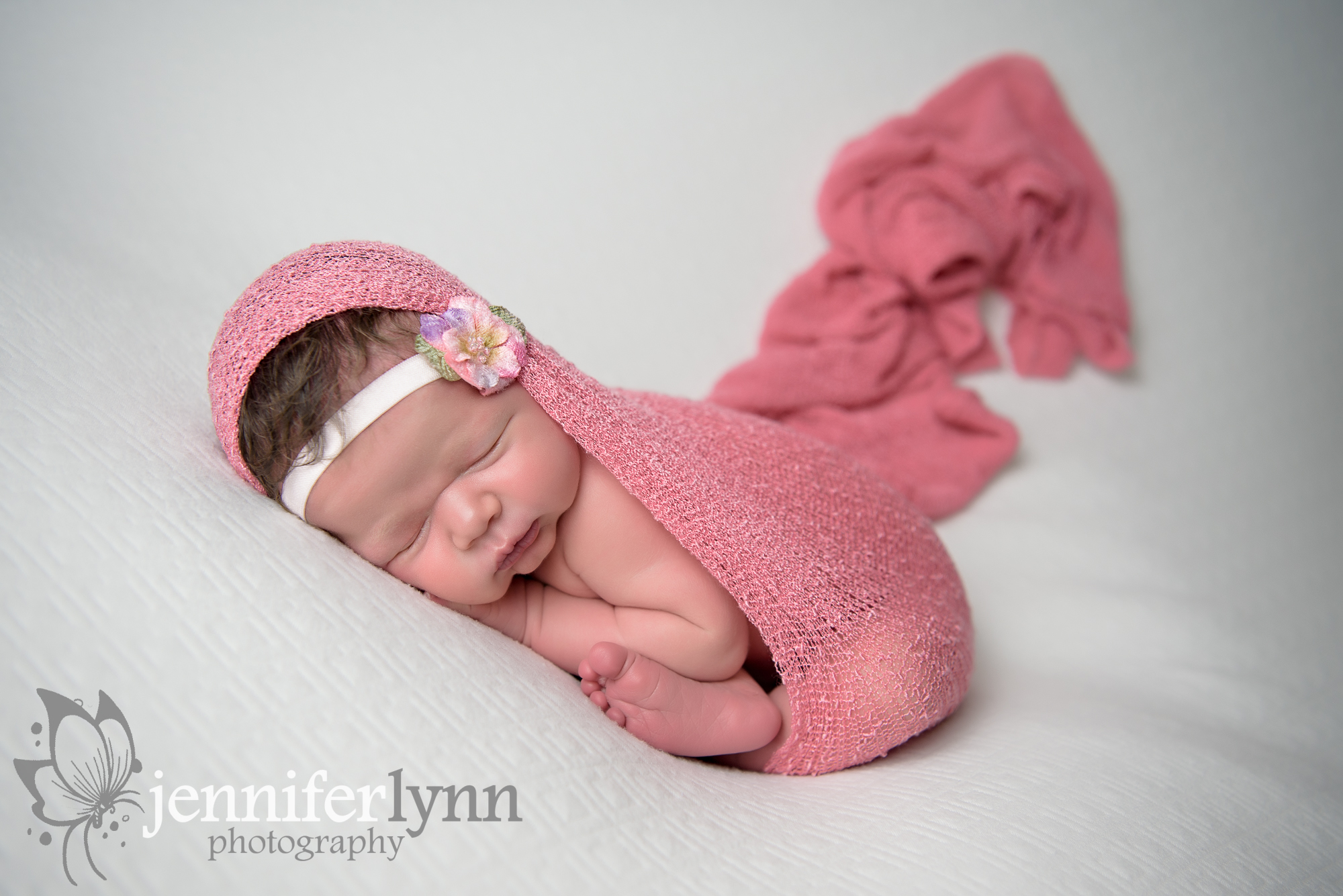 Newborn Girl Blush Pink Taco Pose