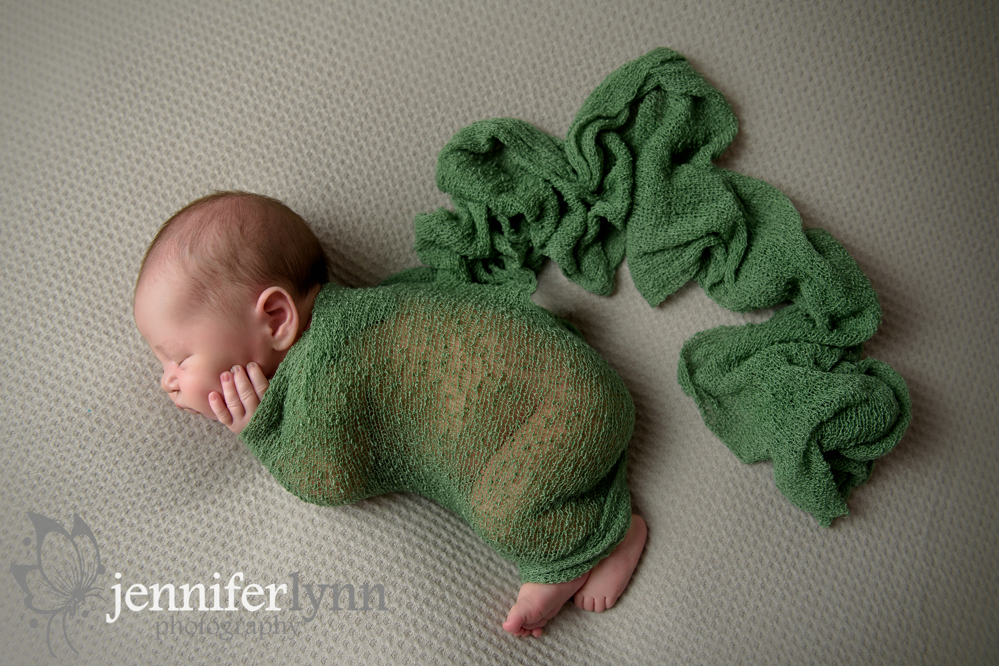 Newborn Boy Green Wrap Overhead